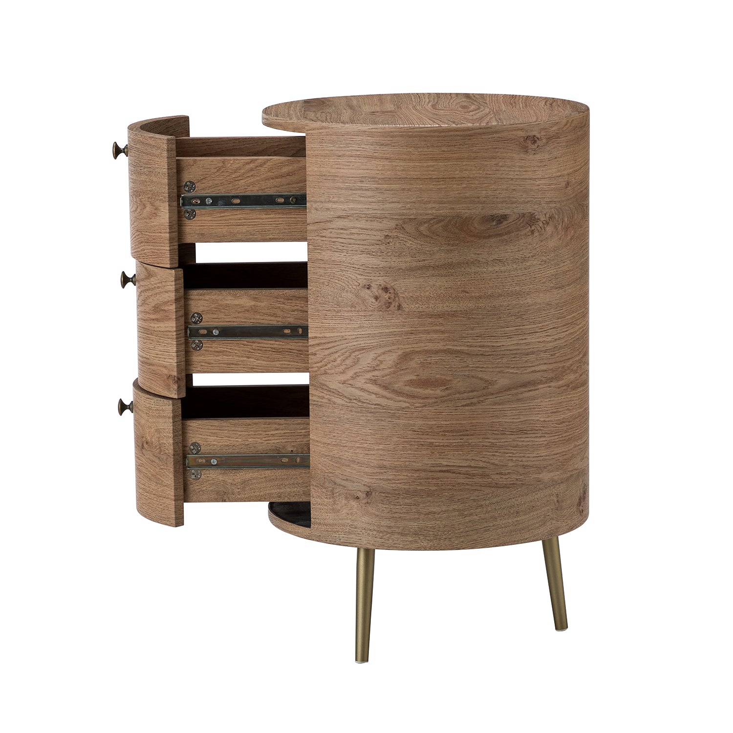 Etta Drum 3 - Drawer End Table in Gray