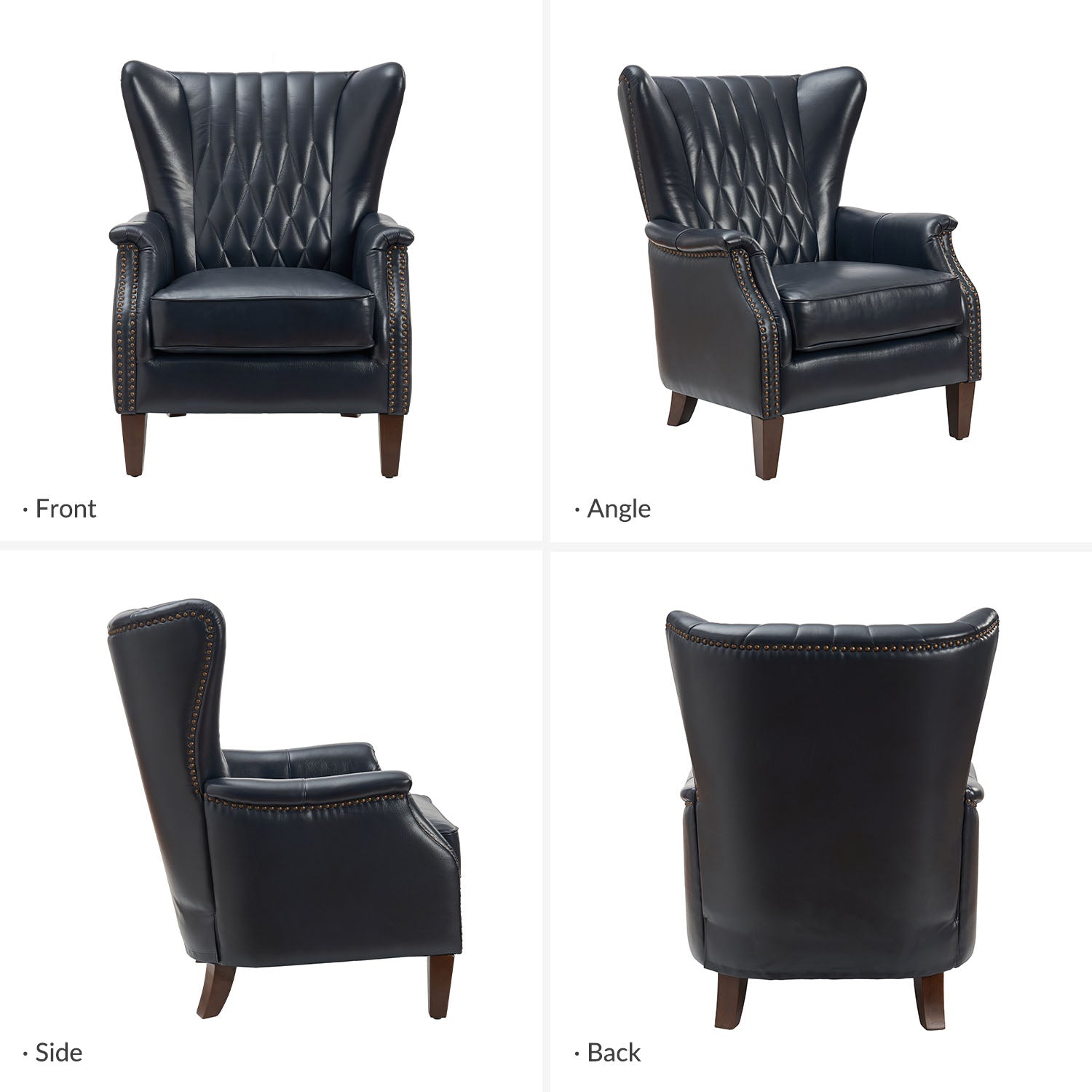 Xaver Genuine Leather Armchair in Navy