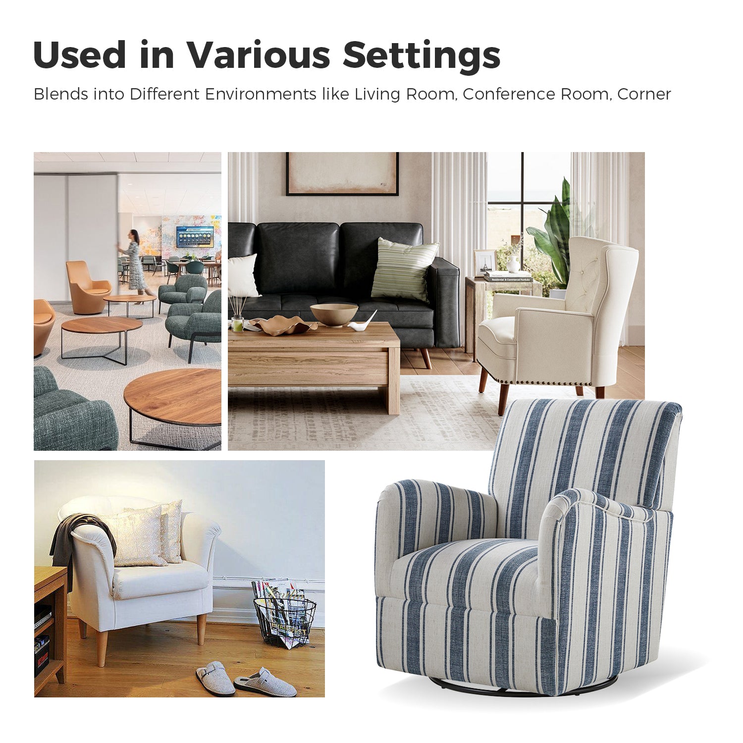 Alice Swivel Armchair in Navy