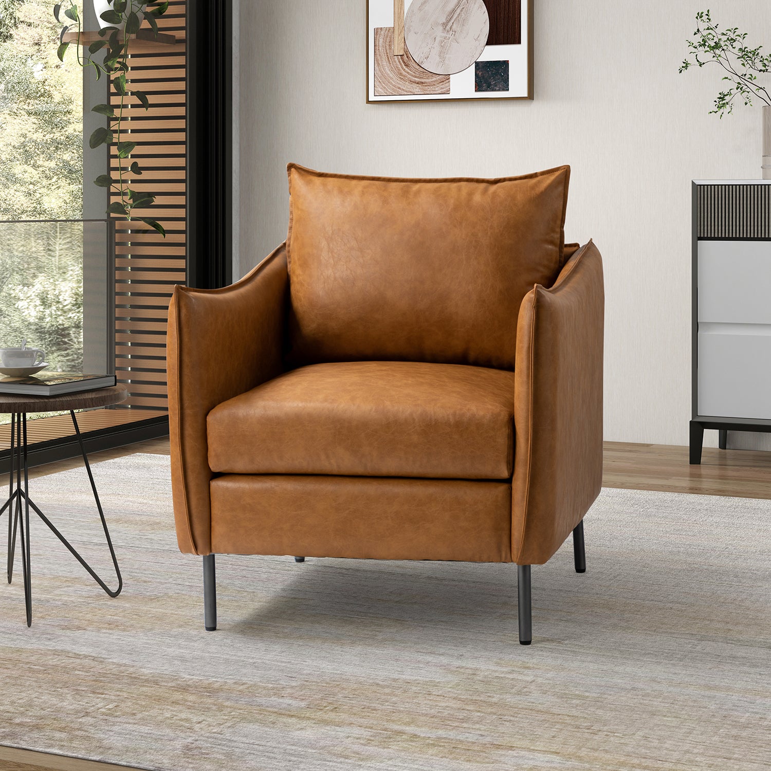 Georges Vegan Leather Armchair in Camel