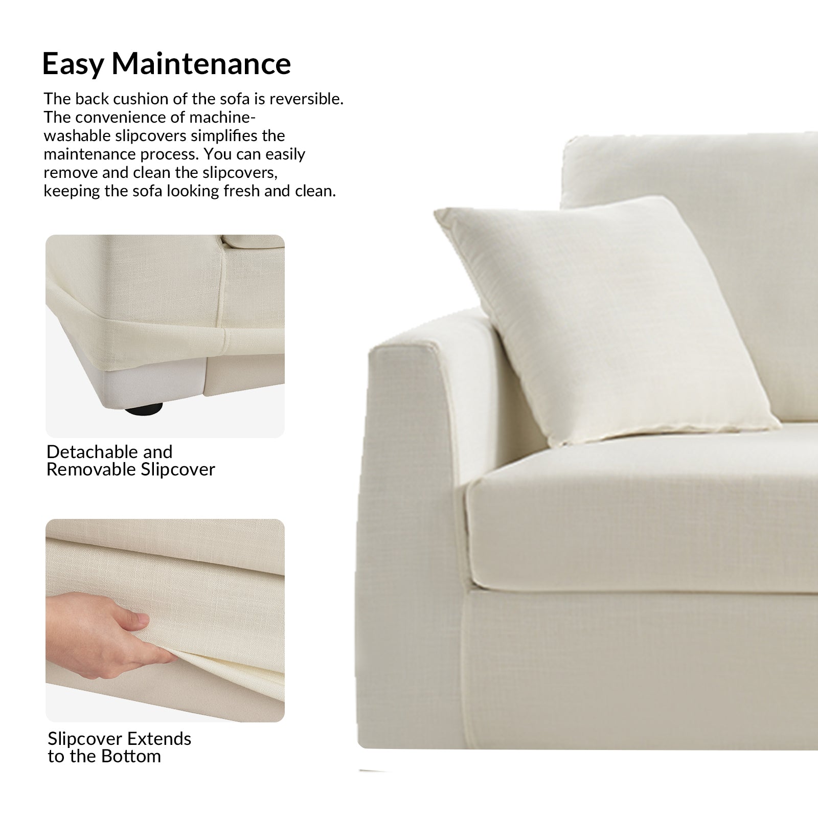 Riccardo Slipcovered Sofa in White