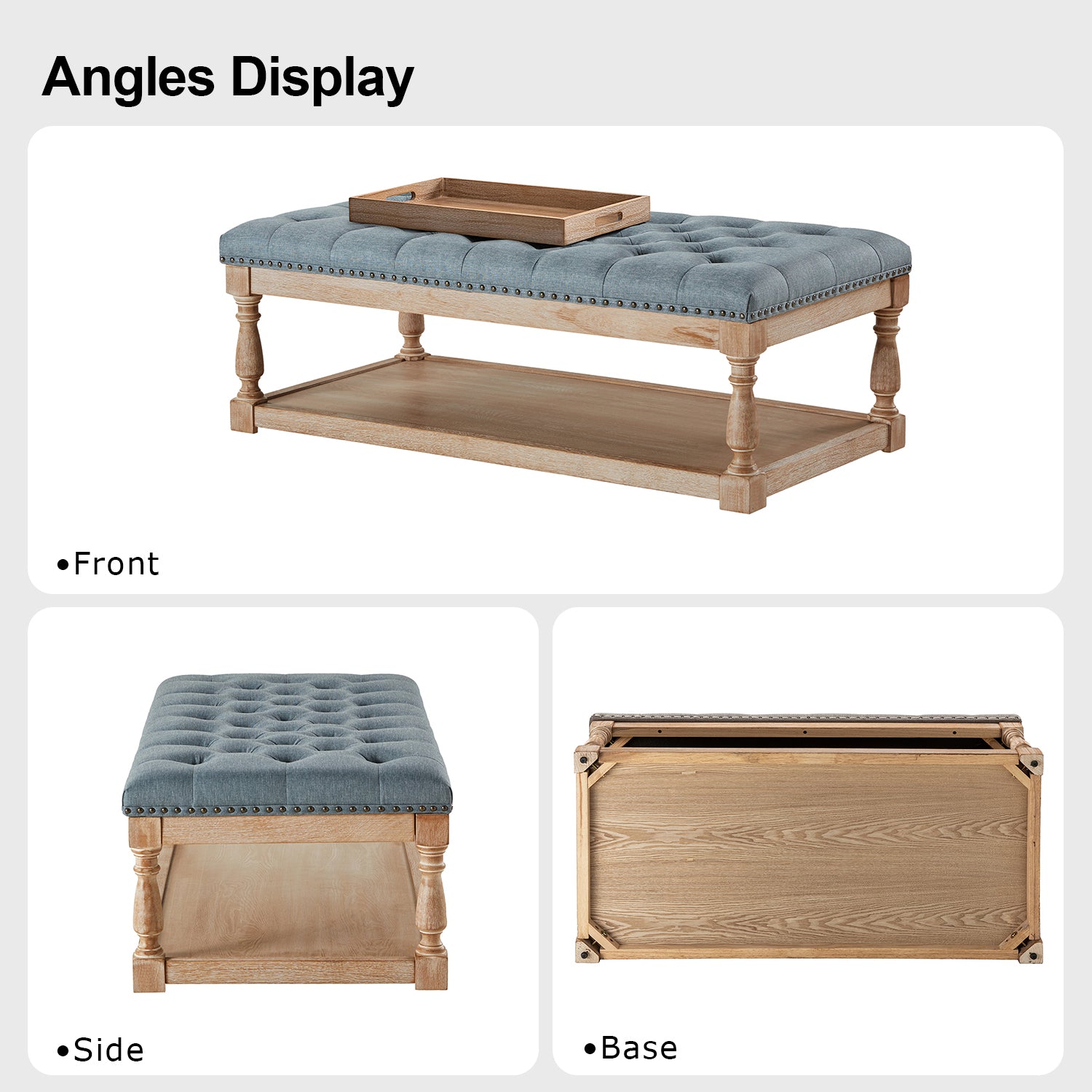 Jordan Upholstered Storage Ottoman in Blue