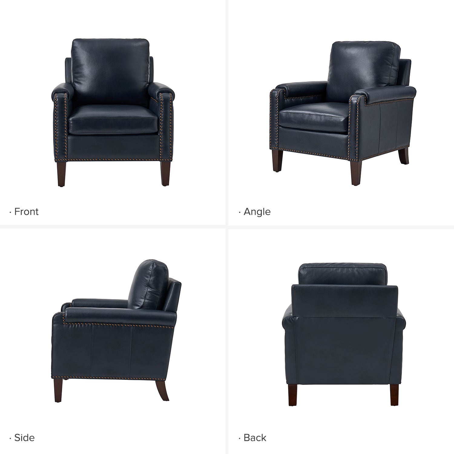 Raimund Genuine Leather Armchair in Navy