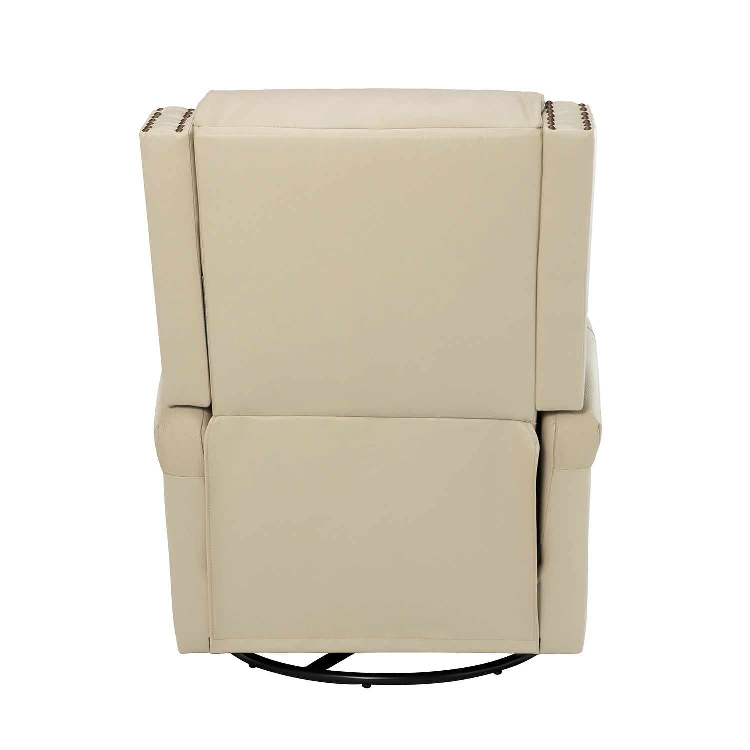 Louise Genuine Leather Swivel Rocker Recliner in Beige