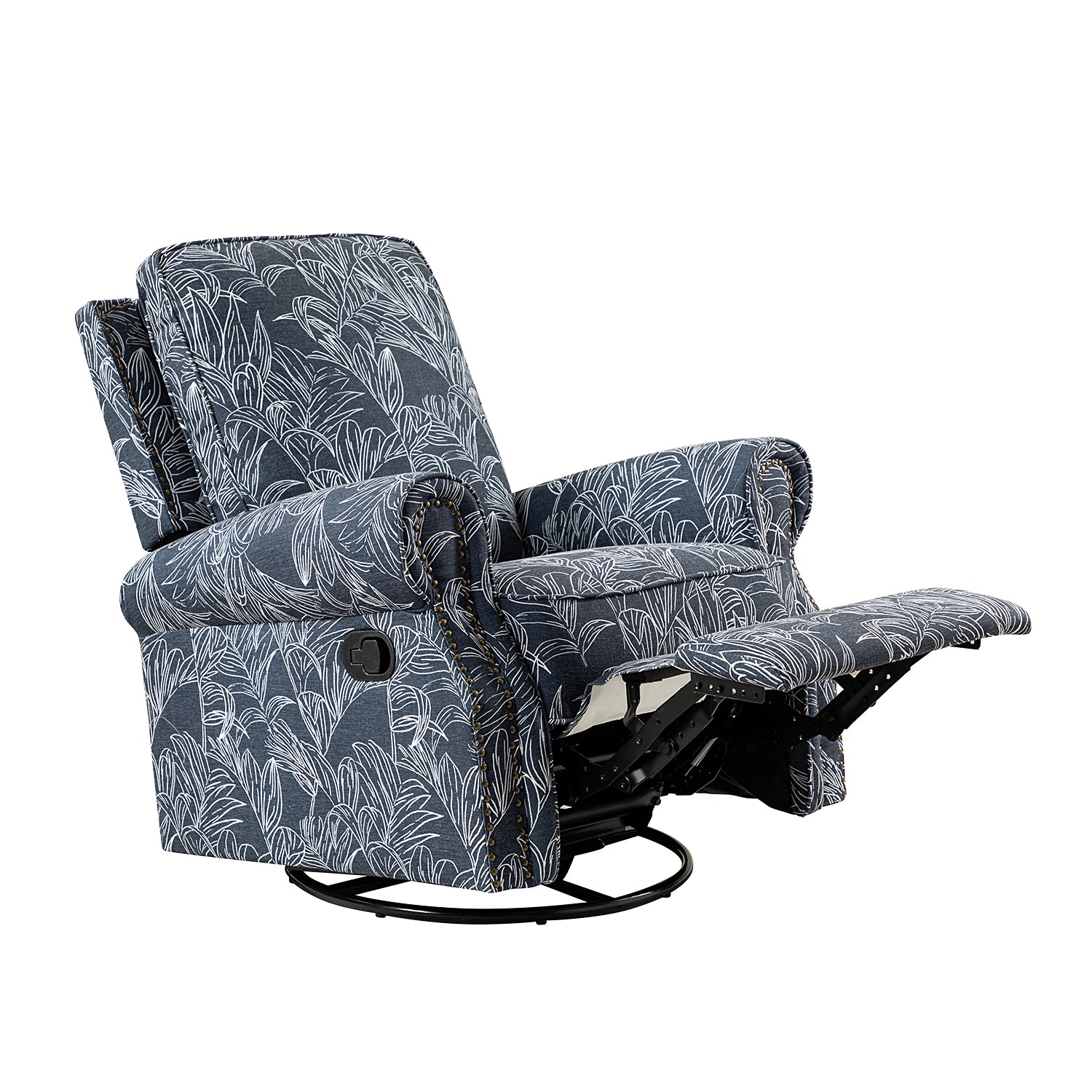 Kaspar Manual Swivel Glider Recliner in Navy