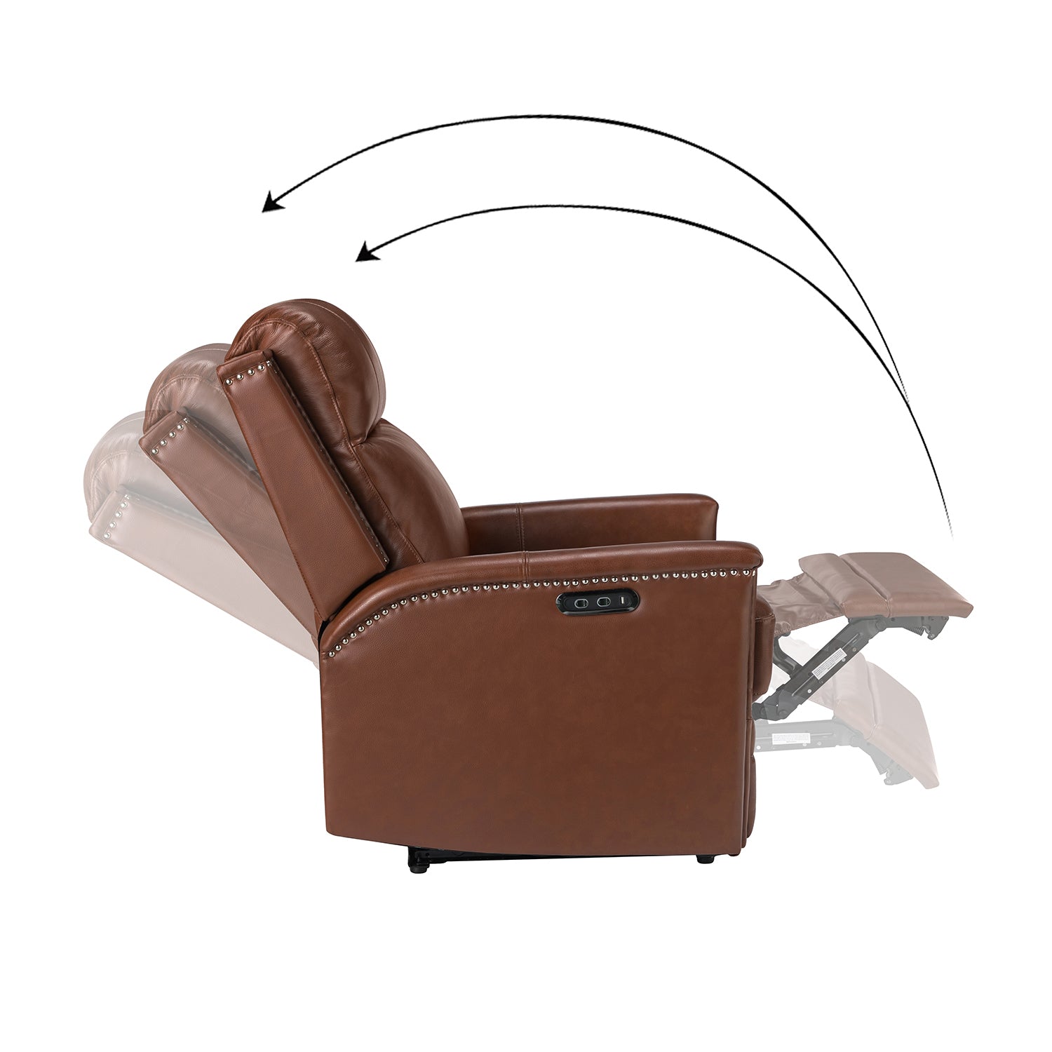 Heinrich Genuine Leather Power Recliner in Brown