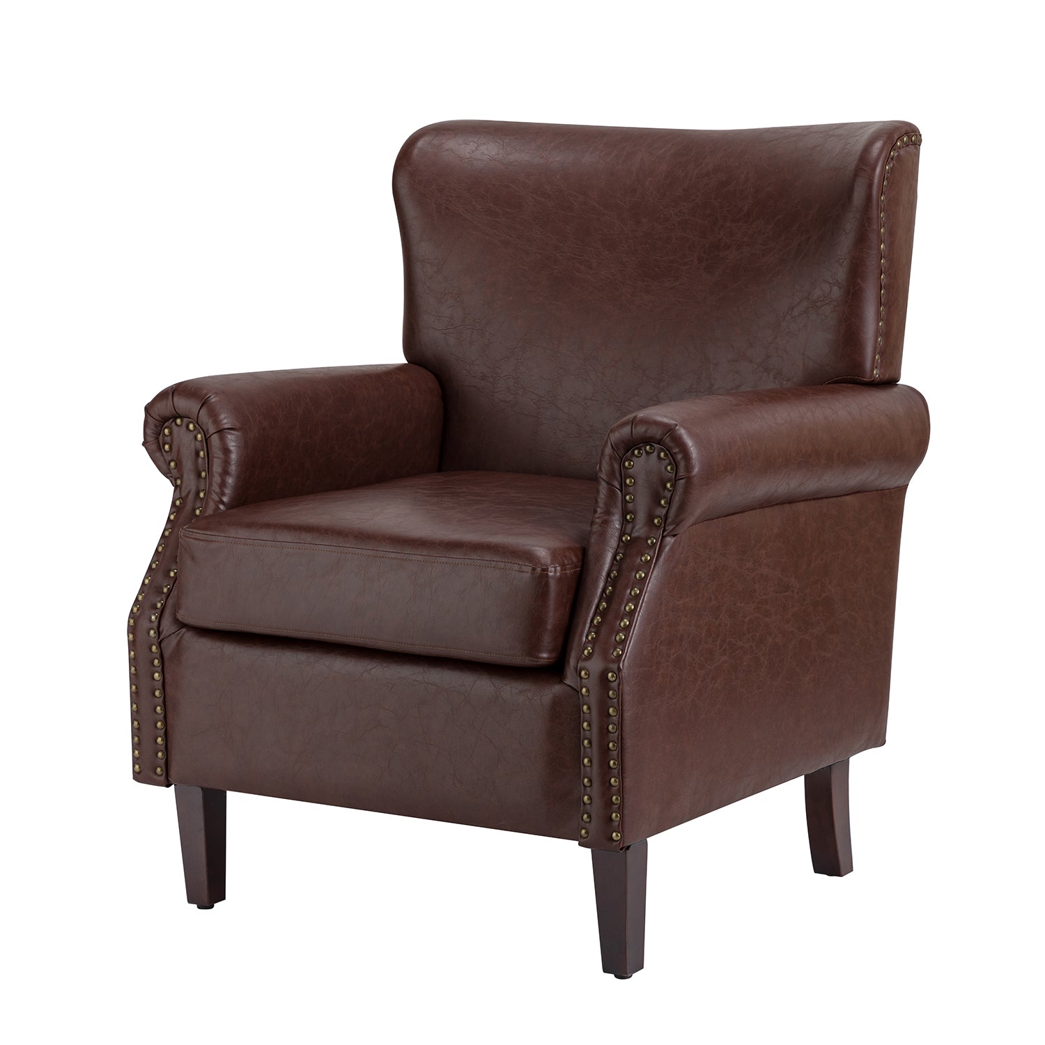 Lucas Vegan Leather Armchair in Brown