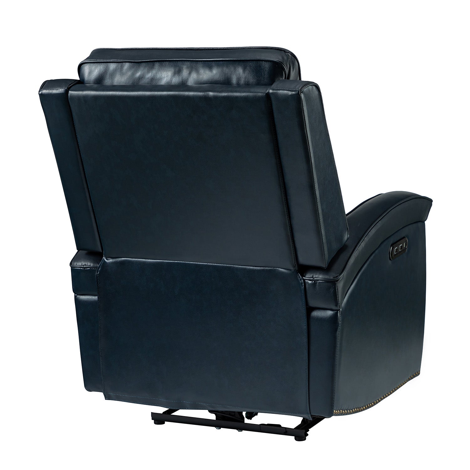 Damian Genuine Leather Power Recliner in Navy