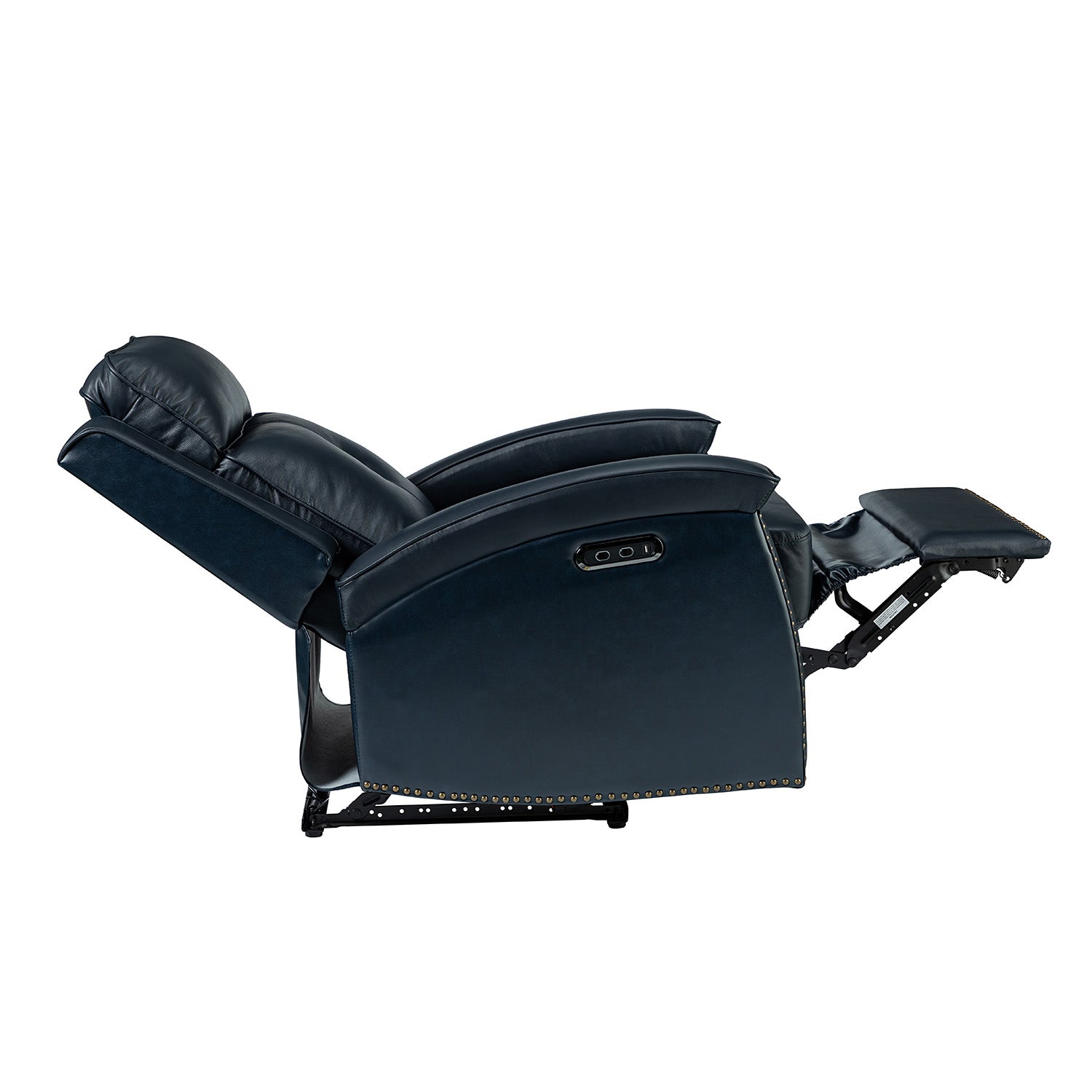 Damian Genuine Leather Power Recliner in Navy
