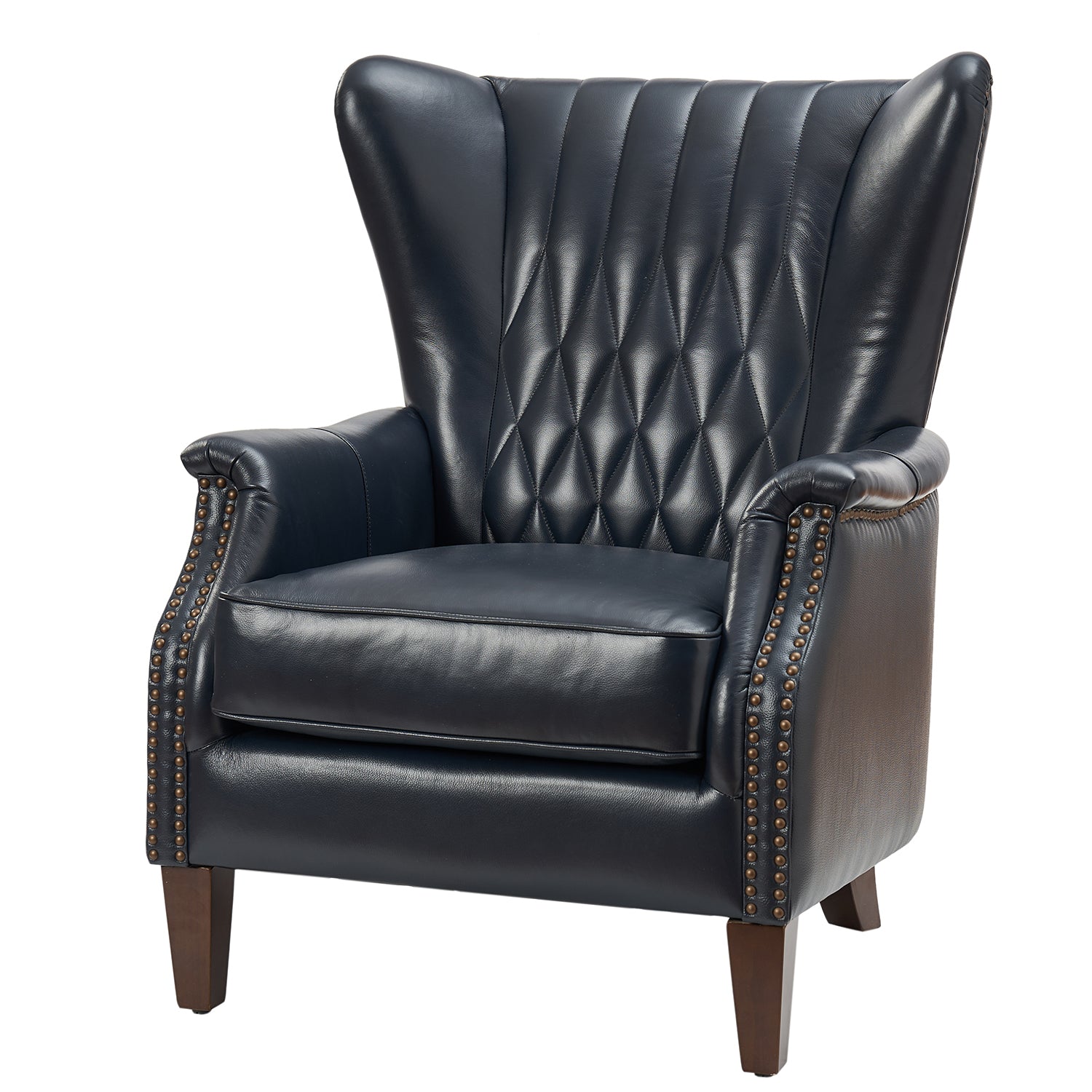 Xaver Genuine Leather Armchair in Navy
