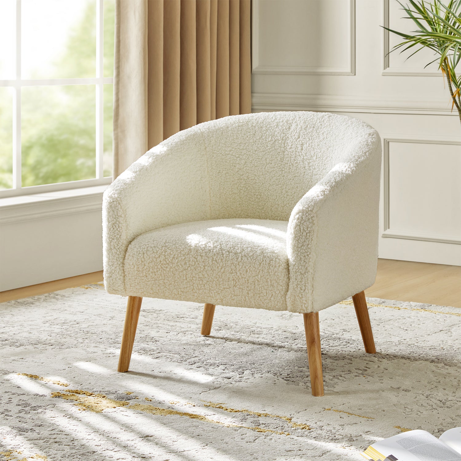Nell Boucle Armchair in Ivory
