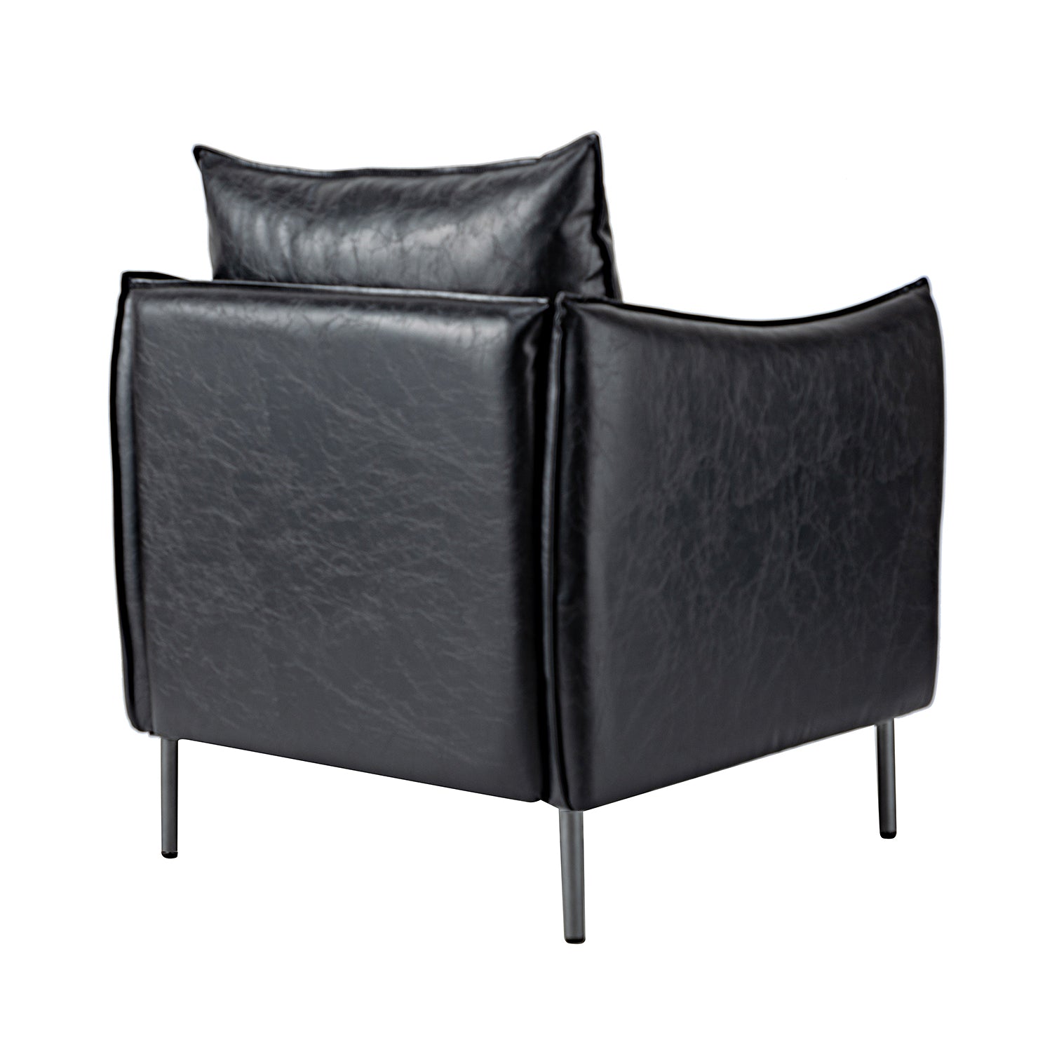Georges Vegan Leather Armchair in Black