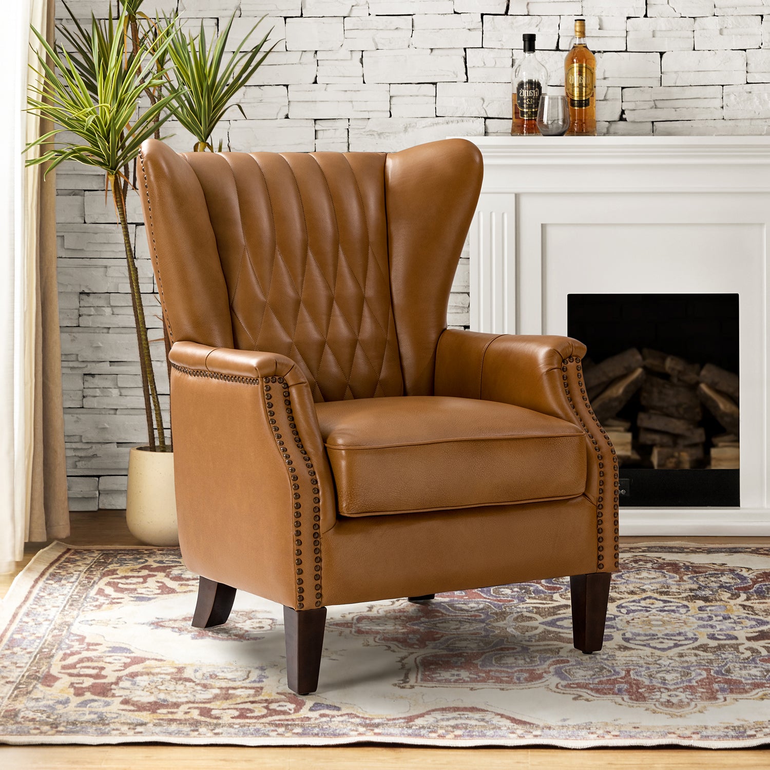 Xaver Genuine Leather Armchair in Camel