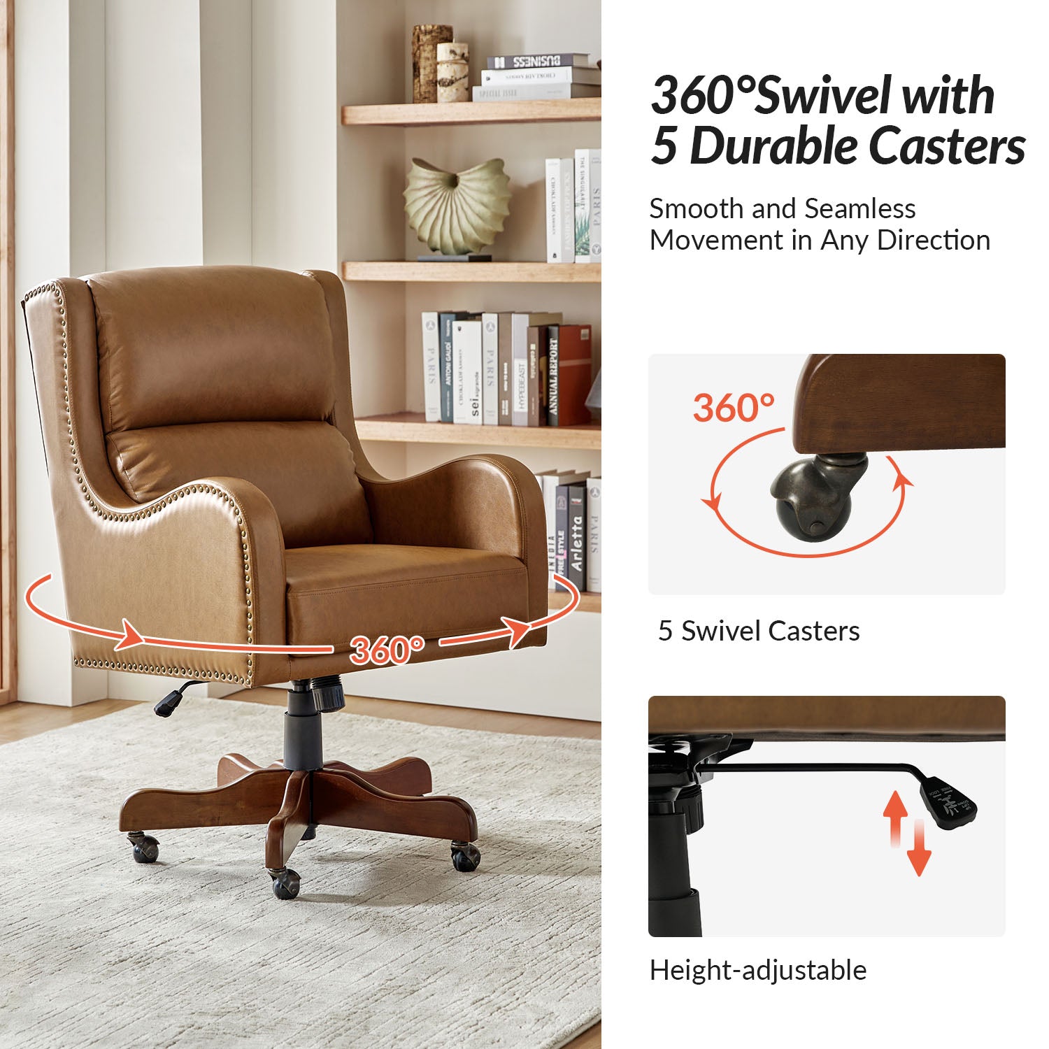 Viv Leather Executive Task Chair in Beige