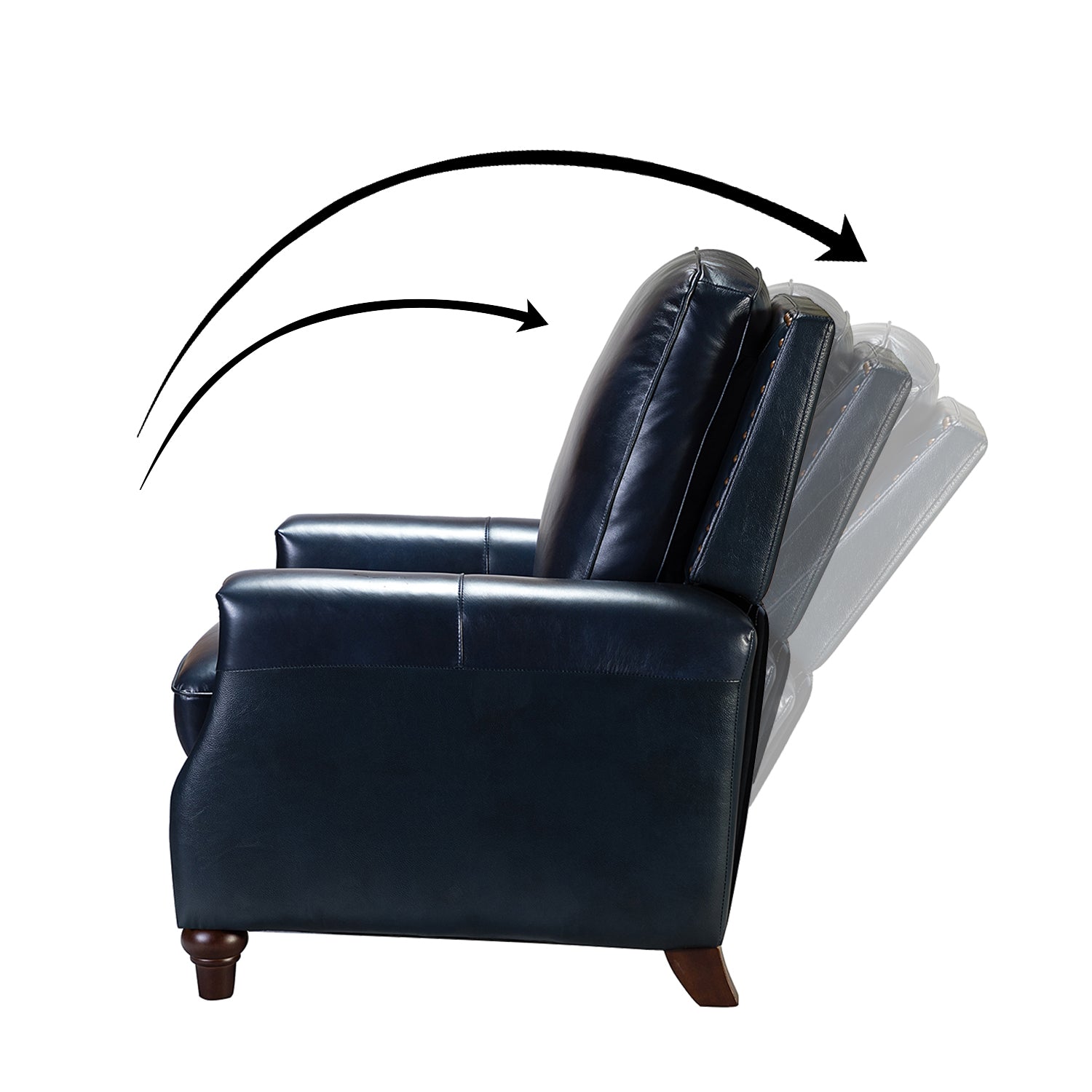 Amil Genuine Leather Recliner in Navy
