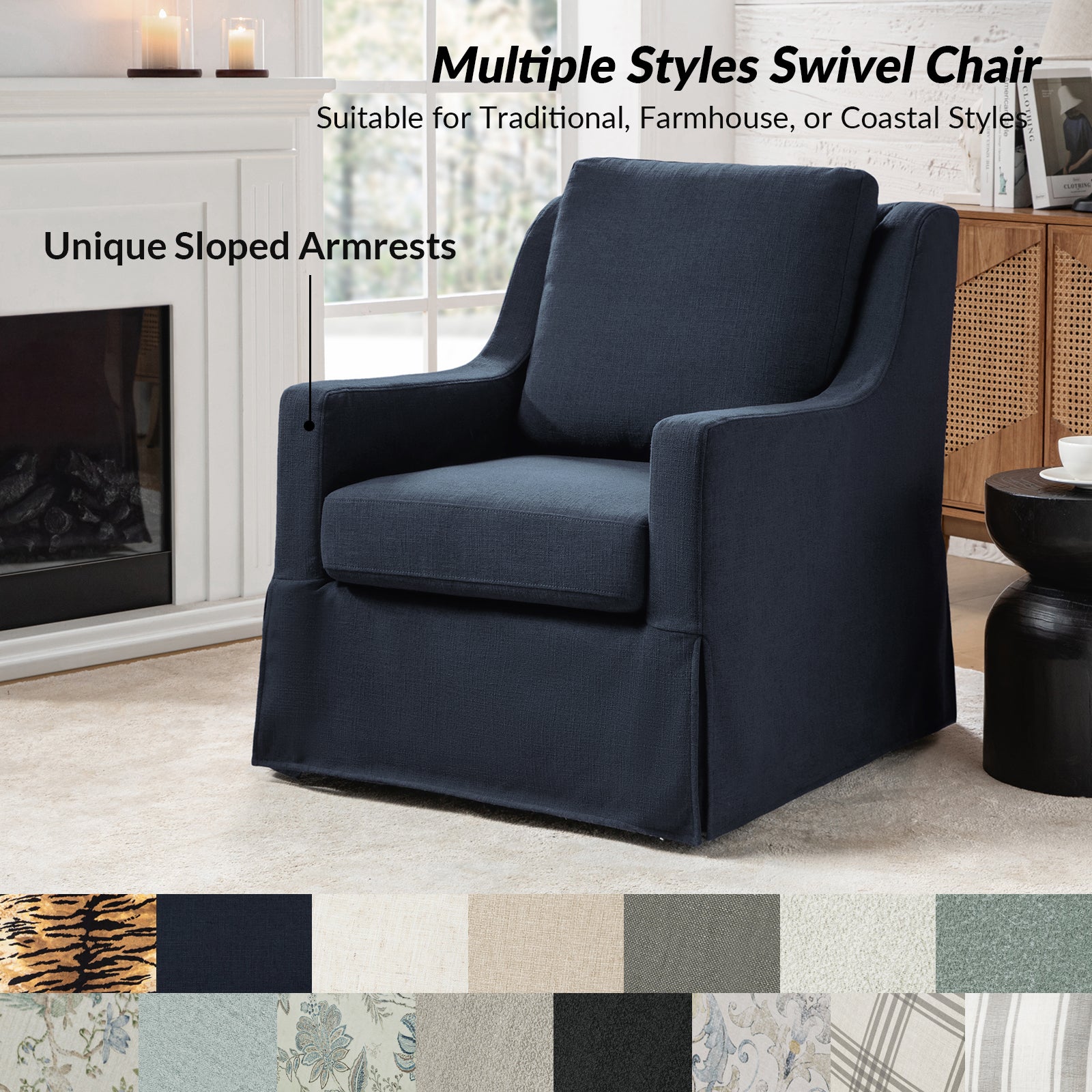 Stan Swivel Chair in Navy