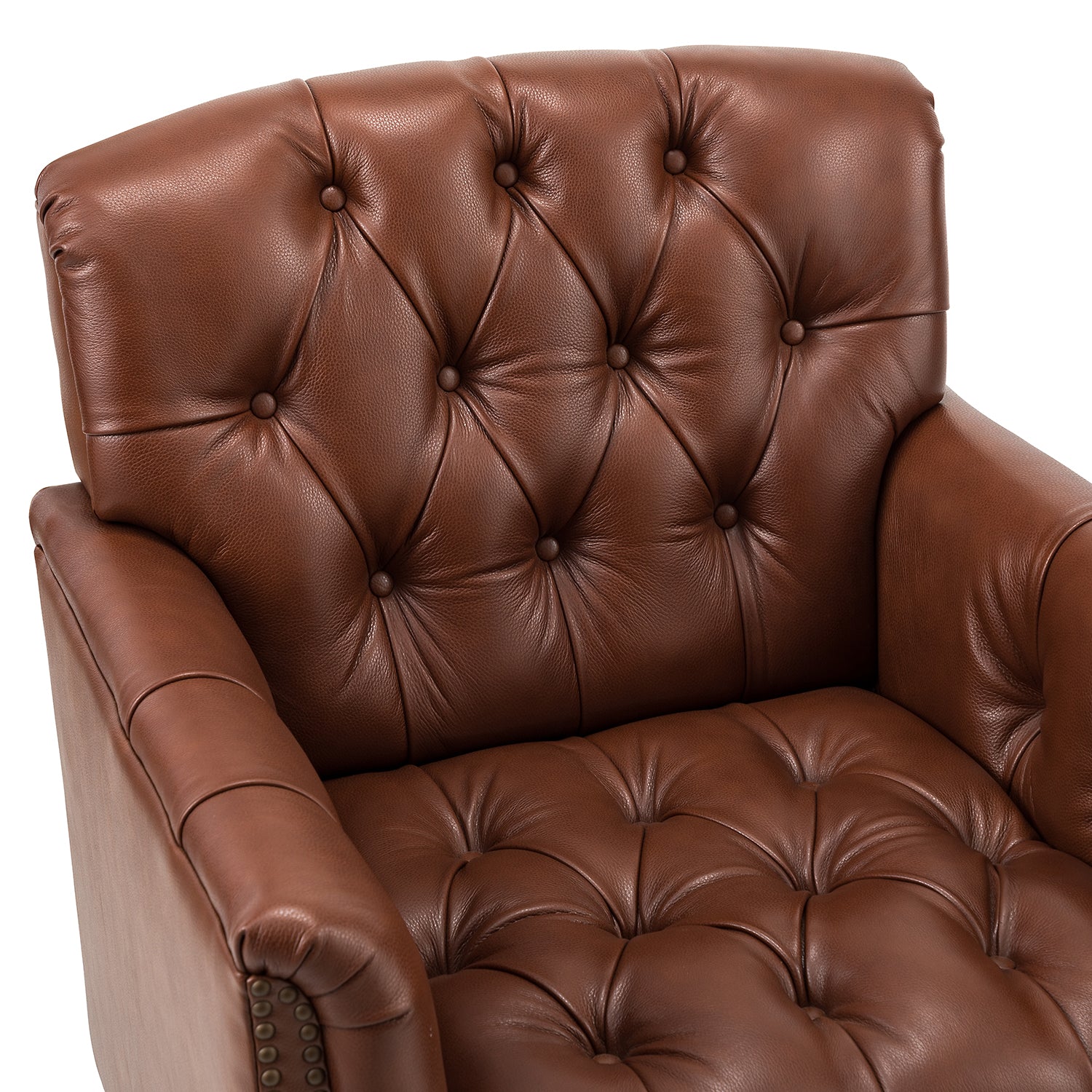 Elijah Genuine Leather Armchair in Brown