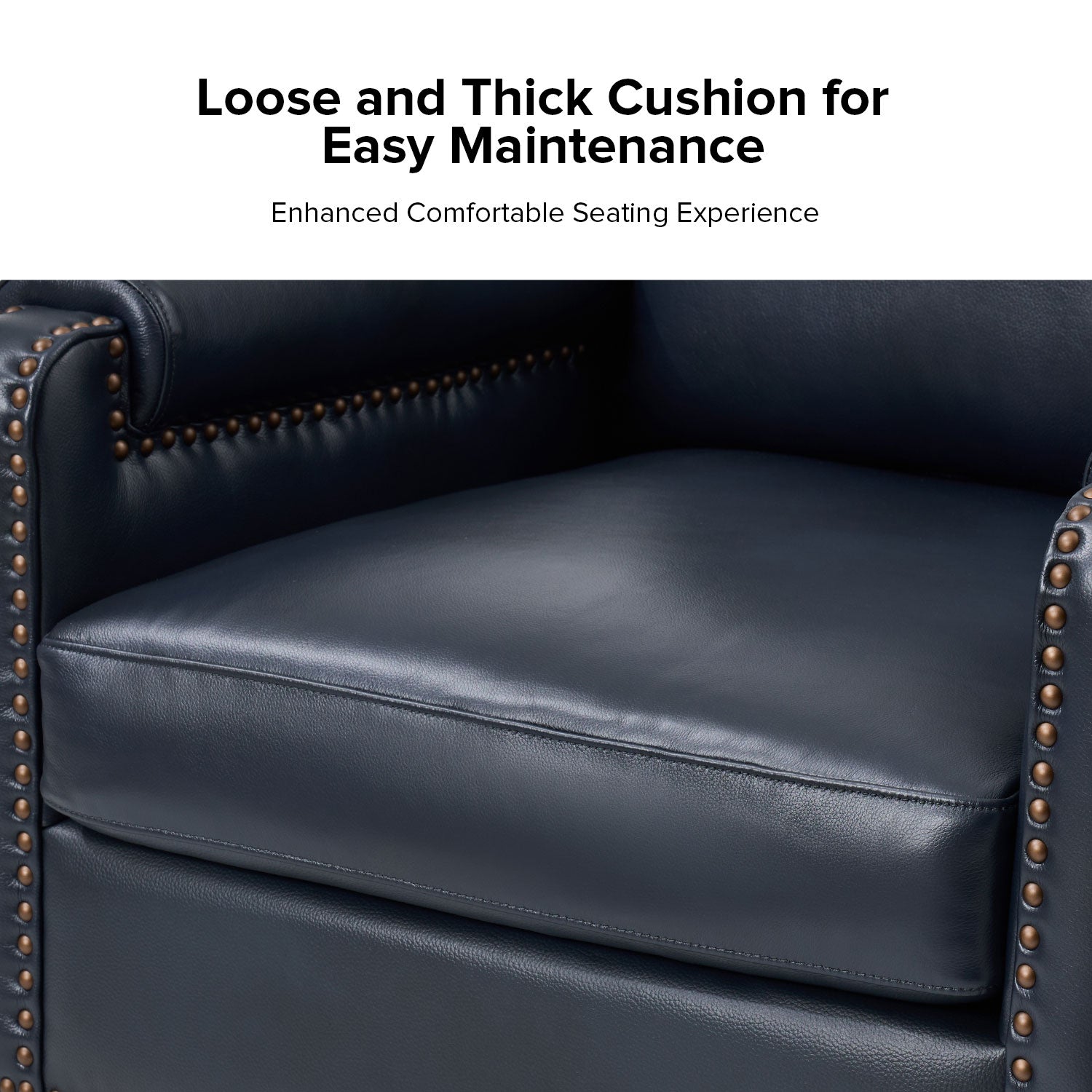 Raimund Genuine Leather Armchair in Navy