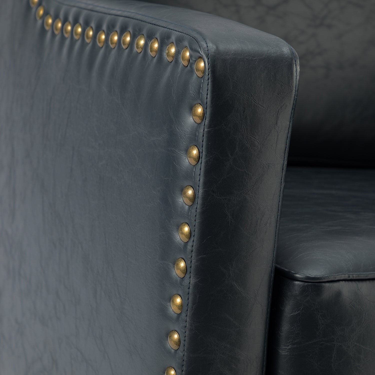 Bonita Vegan Leather Armchair in Navy