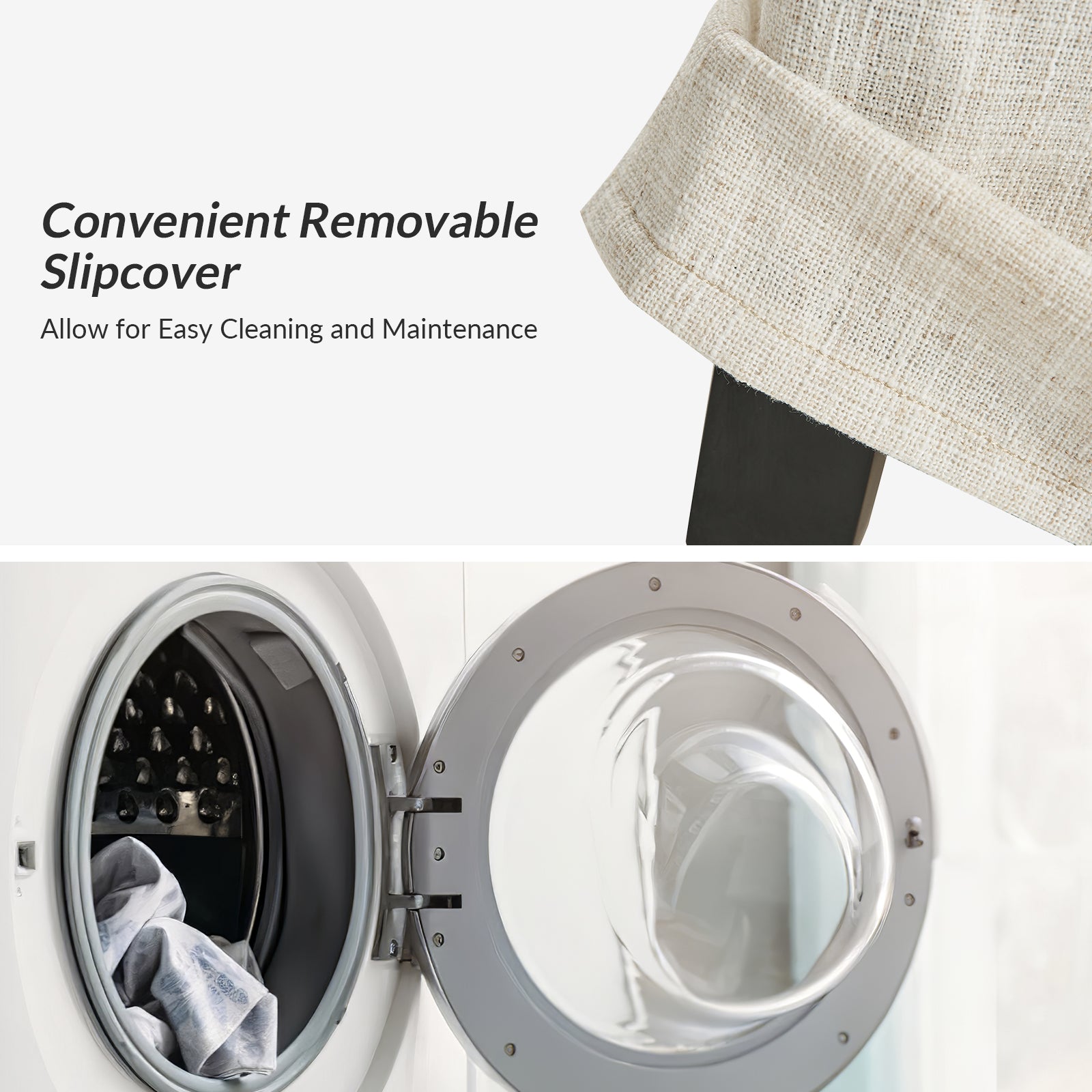 Kanrad Slipcover Dining Chair with Casters in Ivory