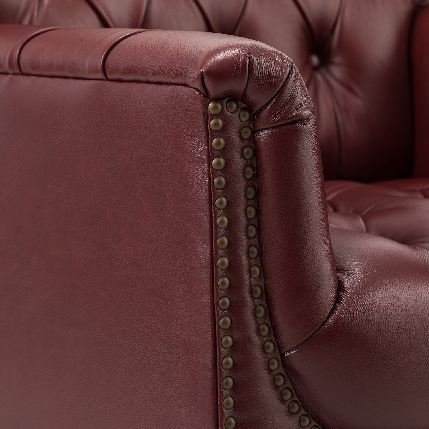 Elijah Genuine Leather Armchair in Burgundy