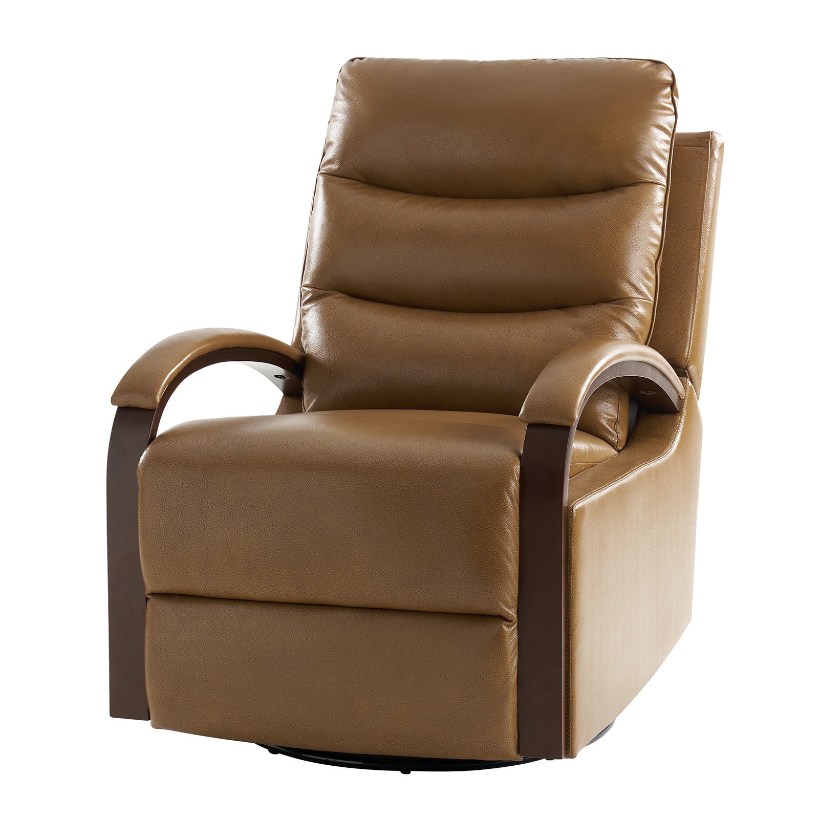 Konradin Genuine Leather Swivel Rocking Manual Recliner in Camel