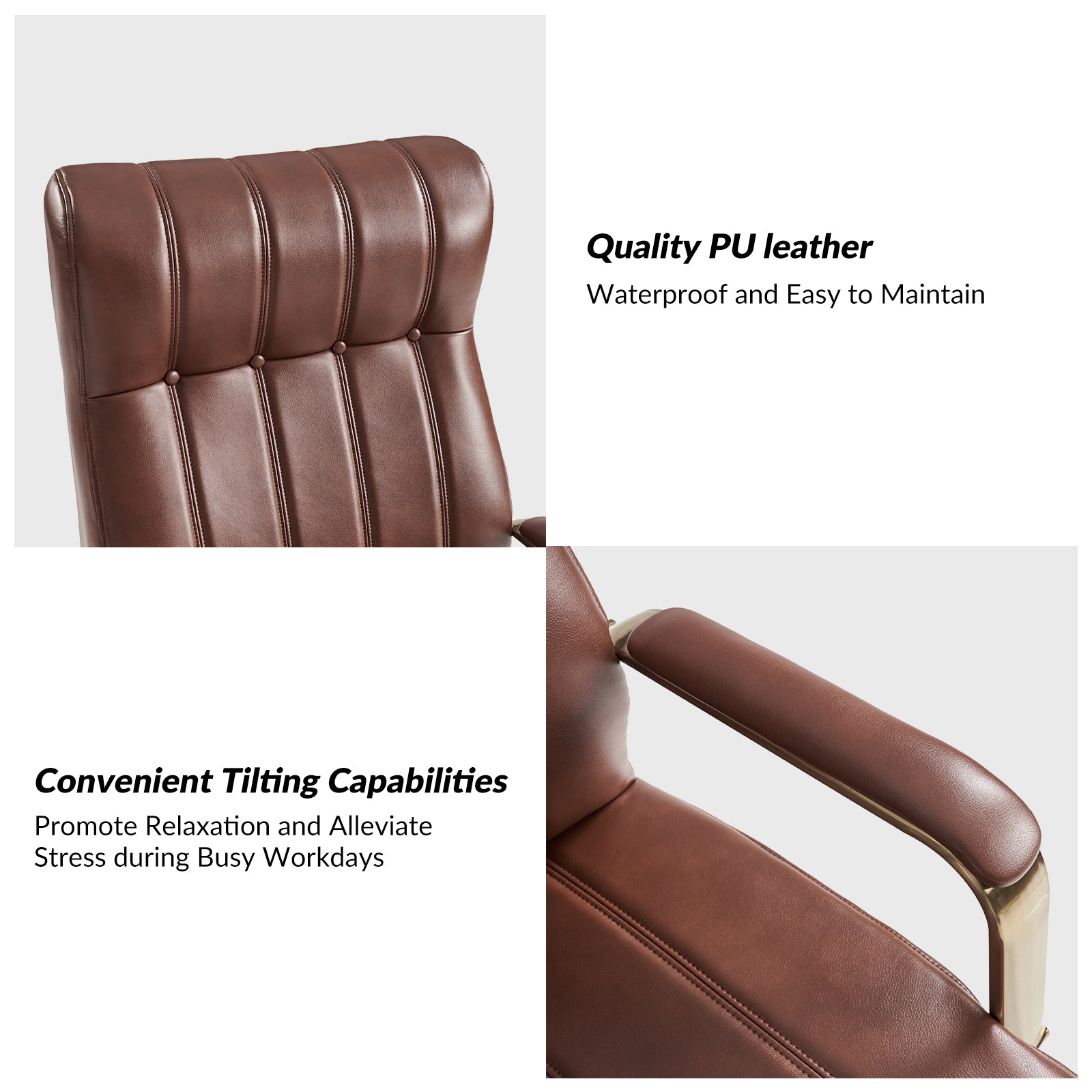Conan Leather Ergonomic Executive Office Chair in Brown