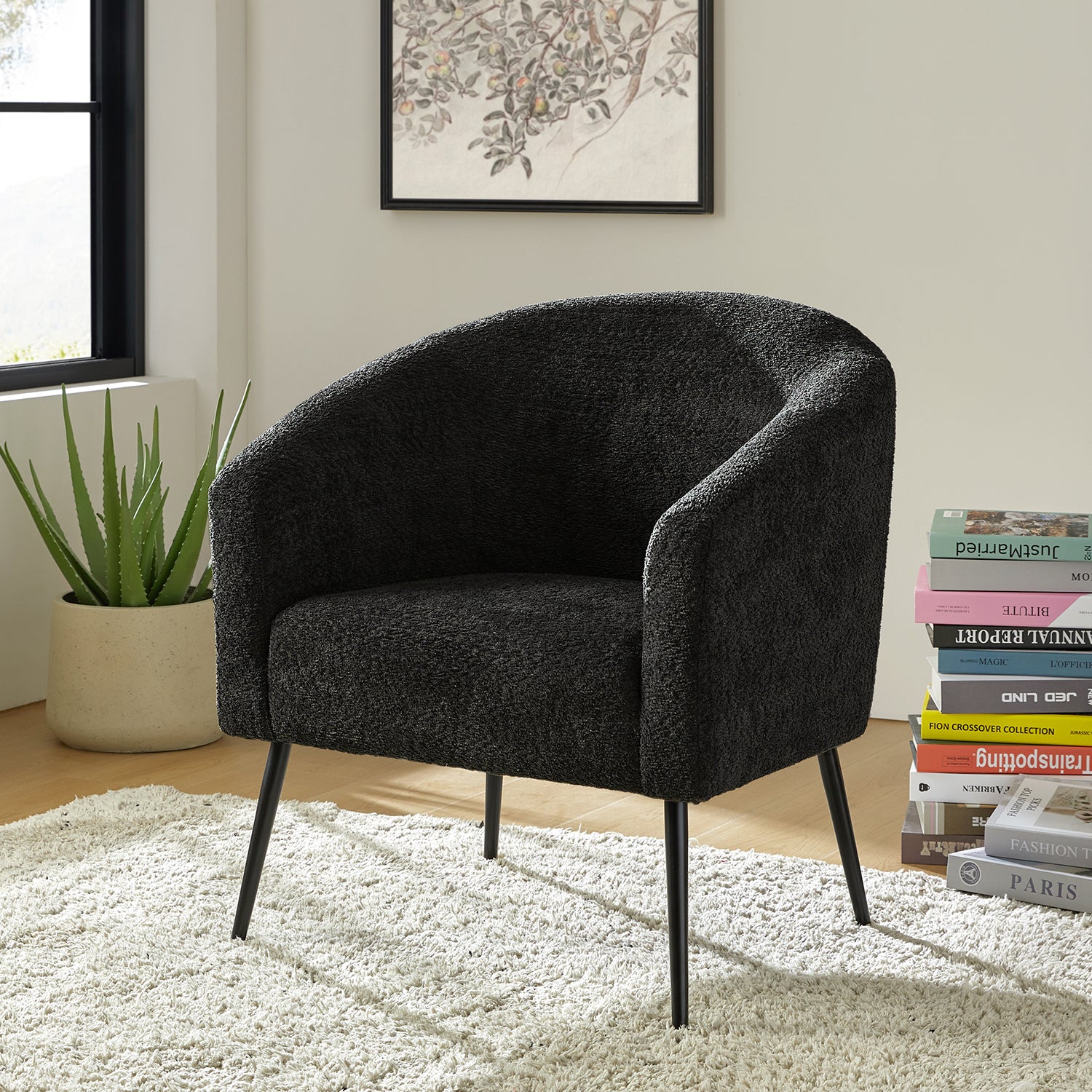 George Modern Boucle Armchair in Black
