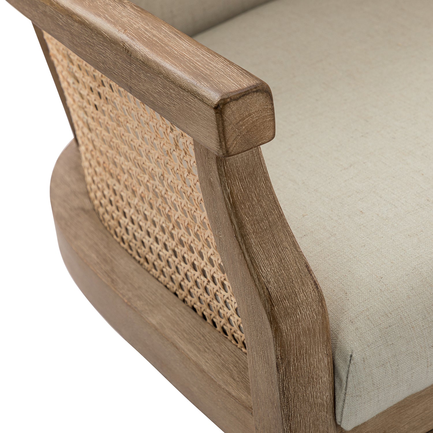 Xaver Task Chair with Rattan Arms in Linen