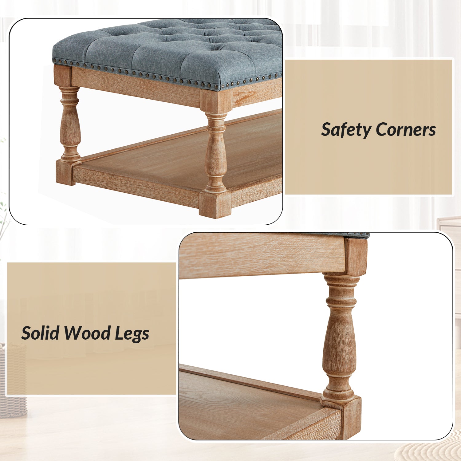 Jordan Upholstered Storage Ottoman in Blue