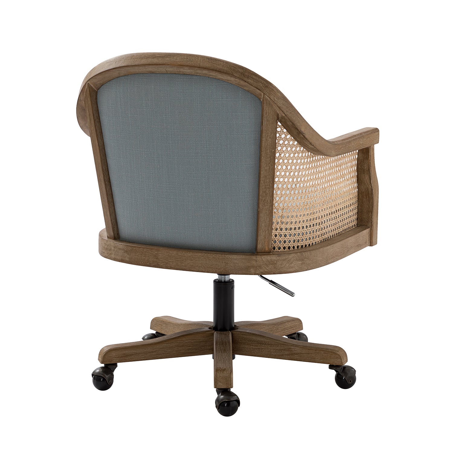 Xaver Task Chair with Rattan Arms in Blue
