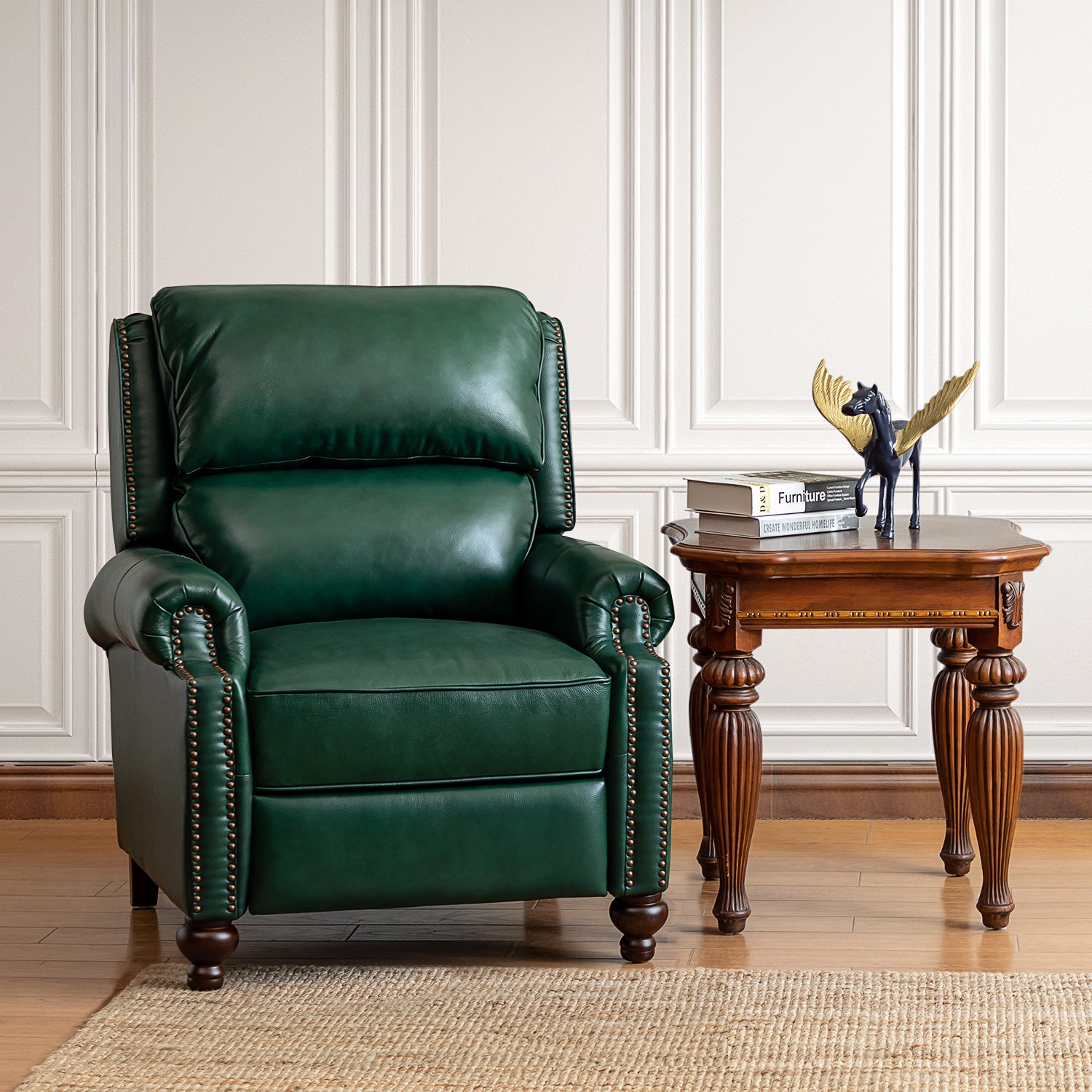 Franco Genuine Leather Recliner in Green