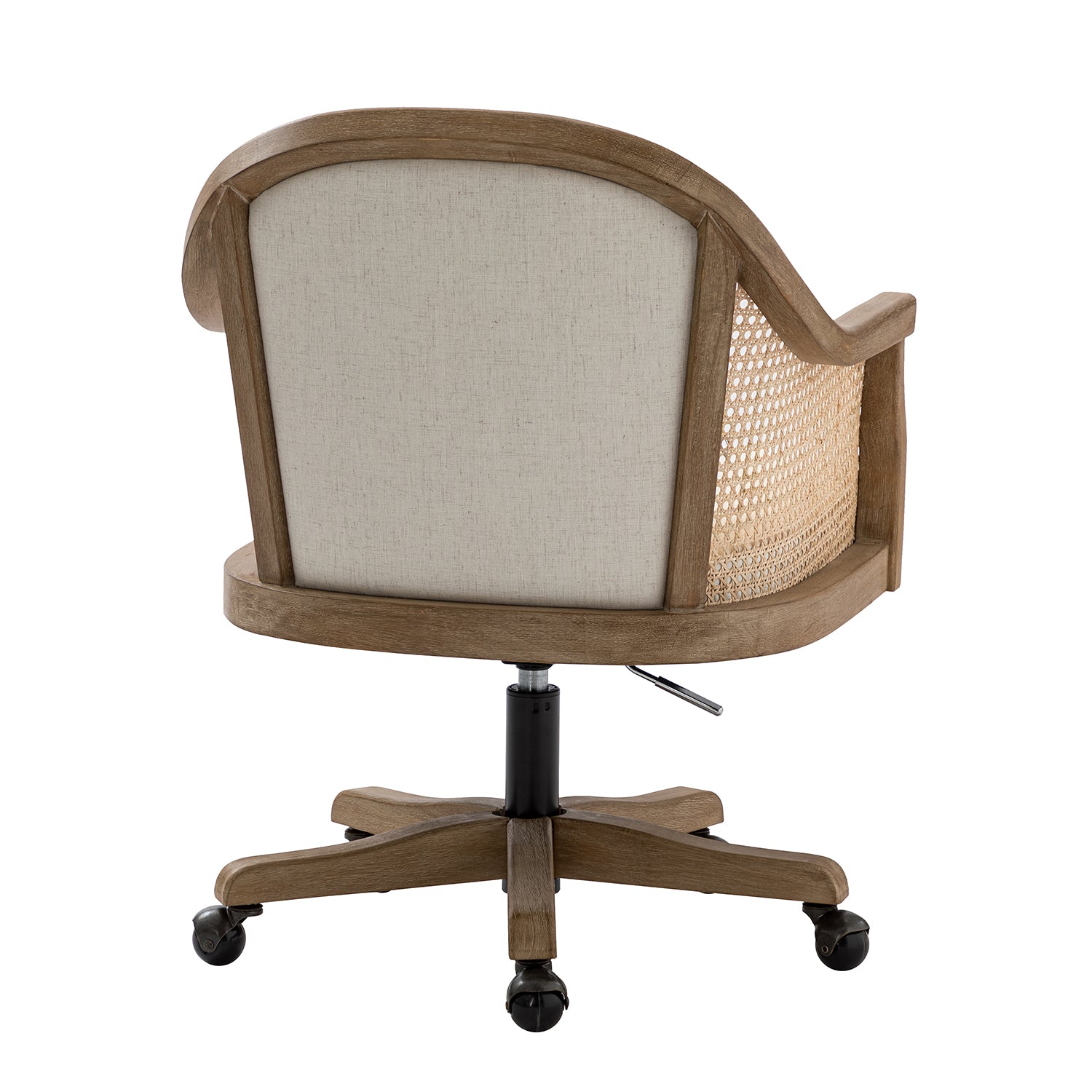 Xaver Task Chair with Rattan Arms in Ivory