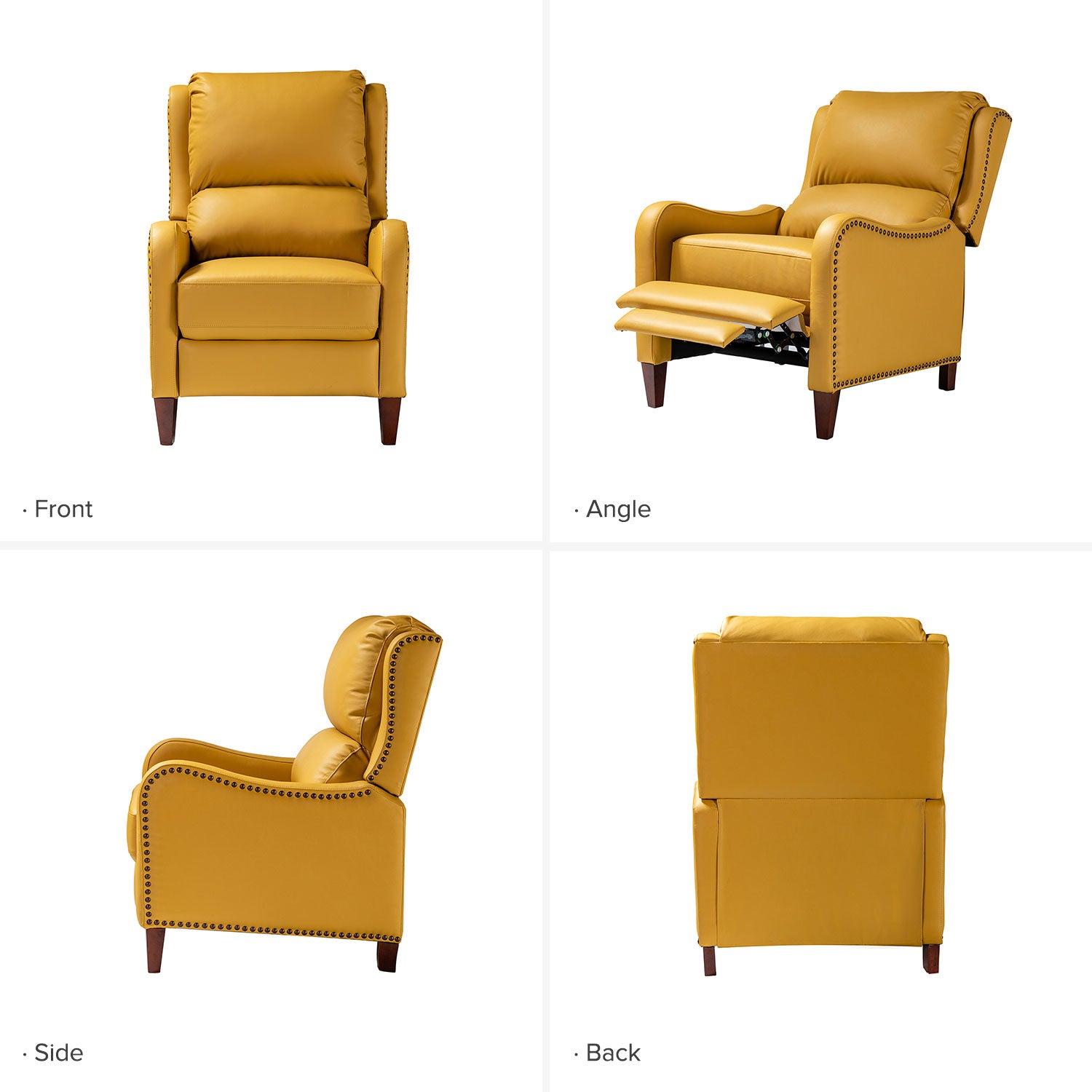 Hyde Genuine Leather Recliner in Yellow