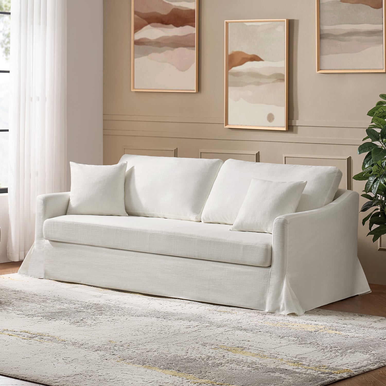 Patrice Slipcovered Sofa in White