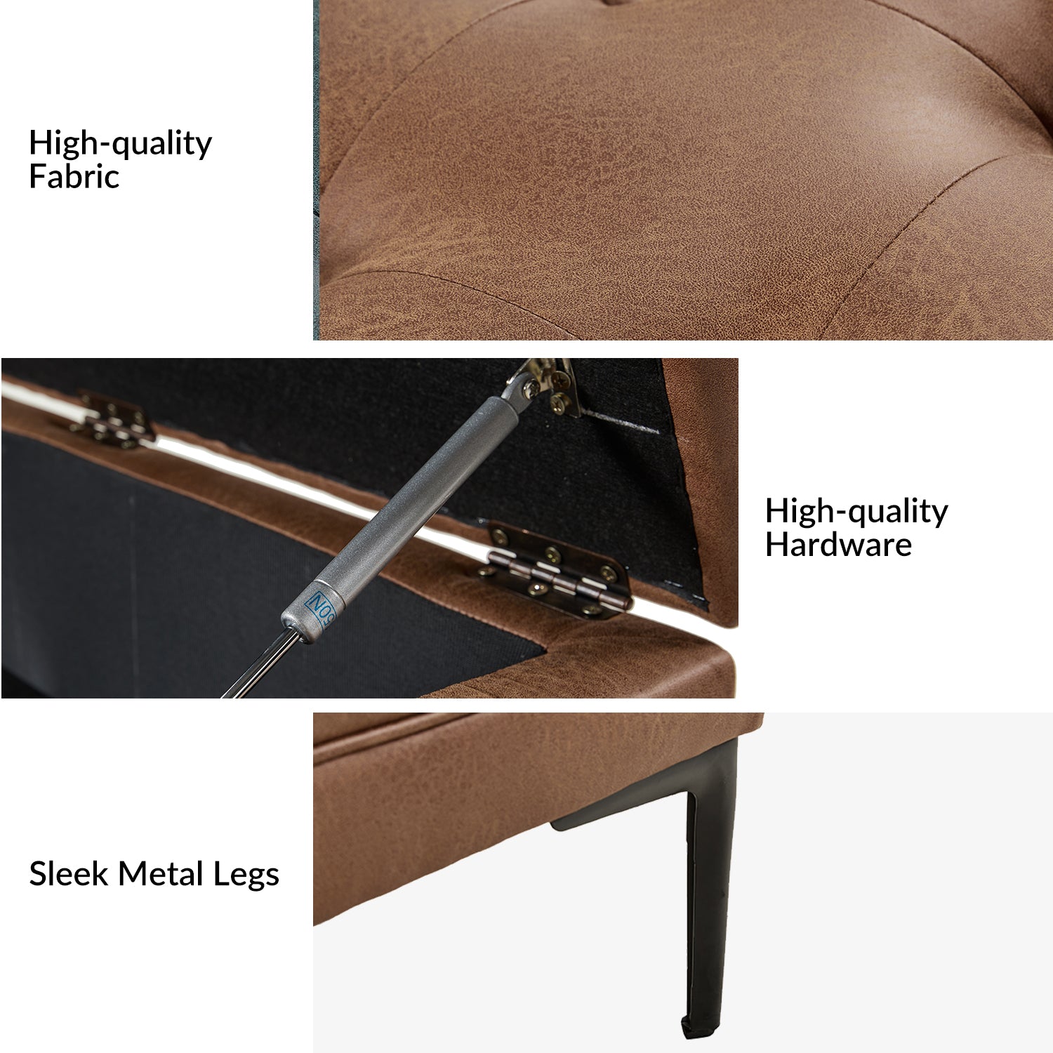 Irvin Lift Top Shelved Storage Cocktail Ottoman in Camel
