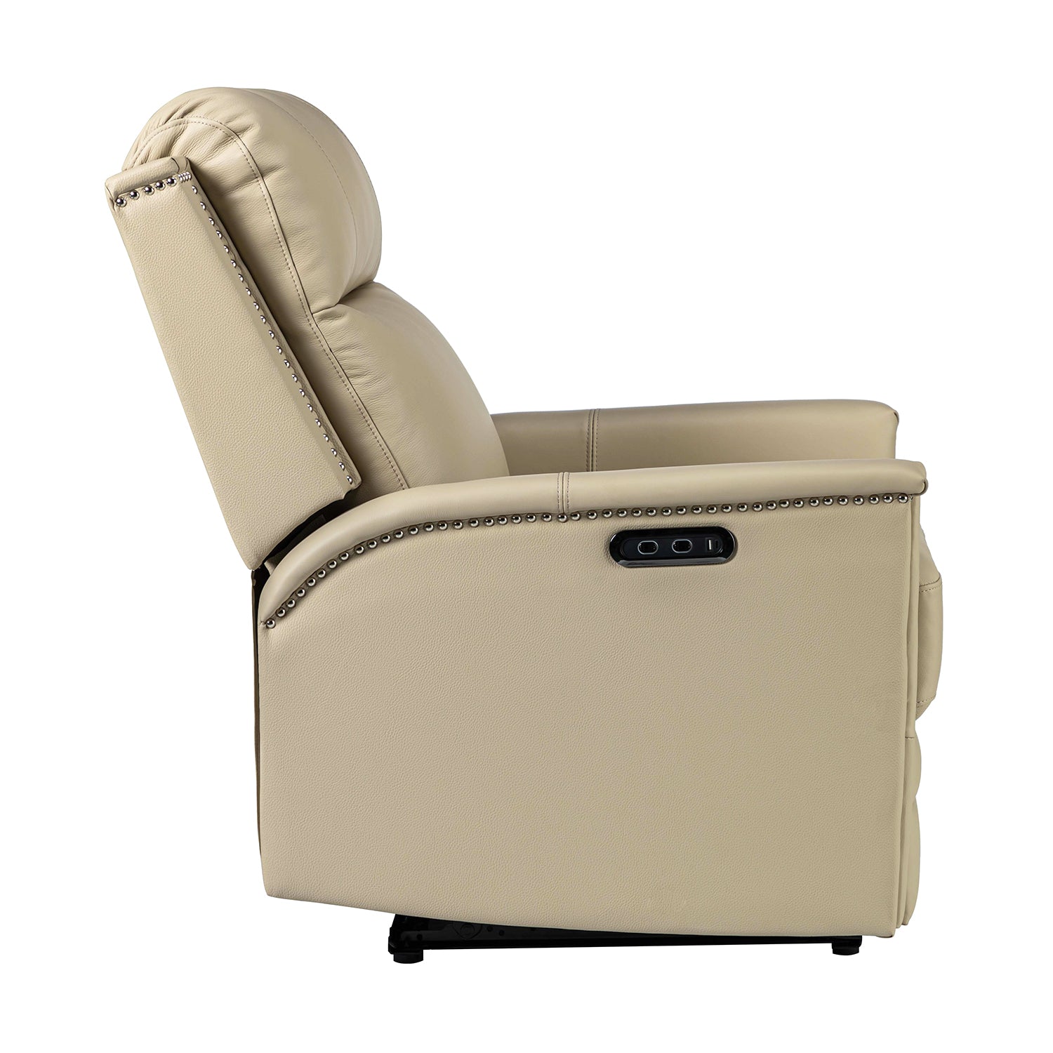 Heinrich Genuine Leather Power Recliner in Beige