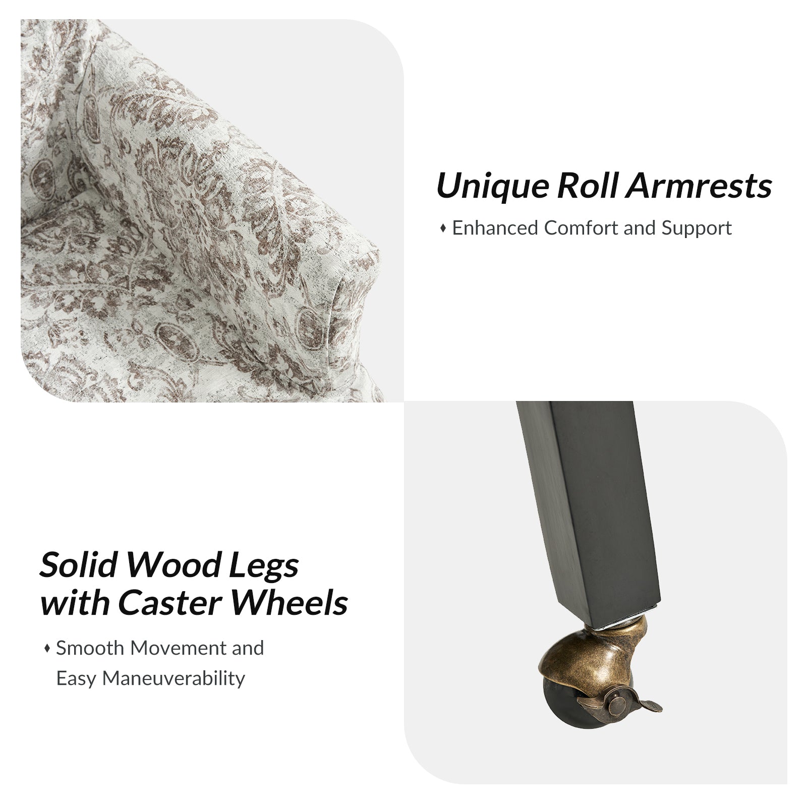 Kanrad Slipcover Dining Chair with Casters in Beige