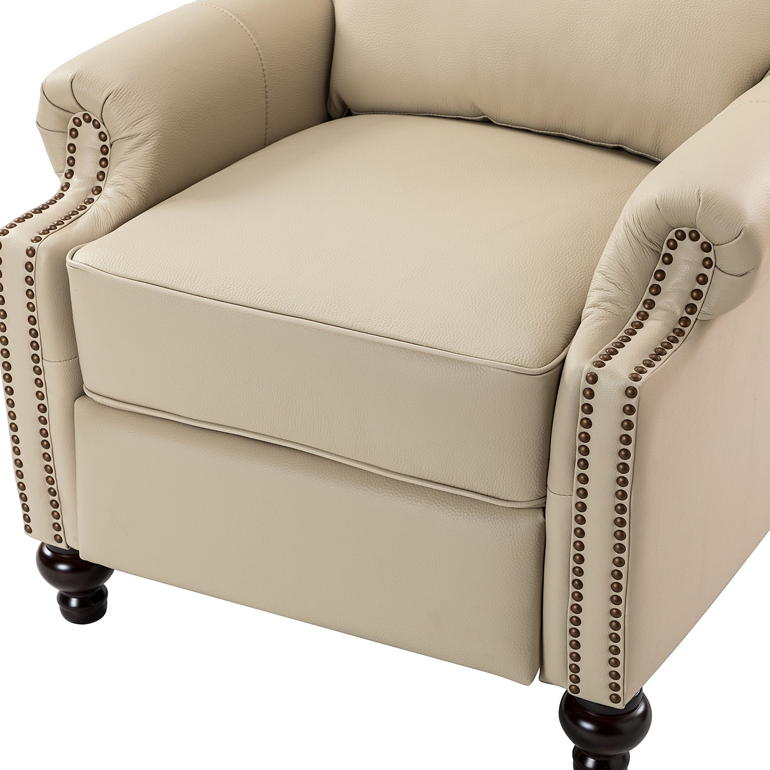 Franco Genuine Leather Recliner in Beige