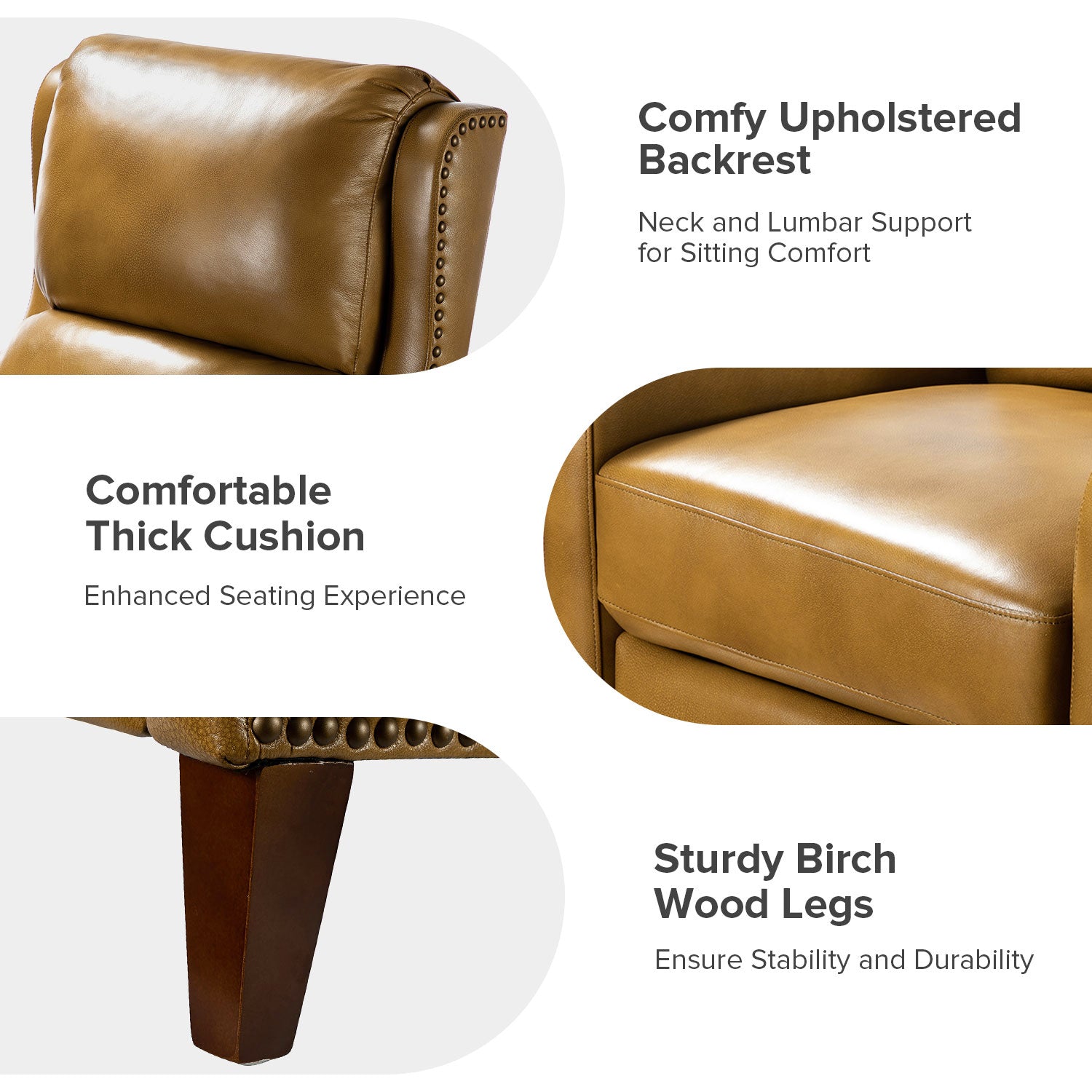 Hyde Genuine Leather Recliner in Camel