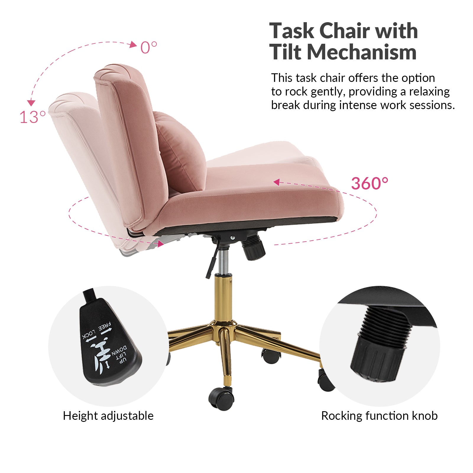 Violet Office Chair in Pink