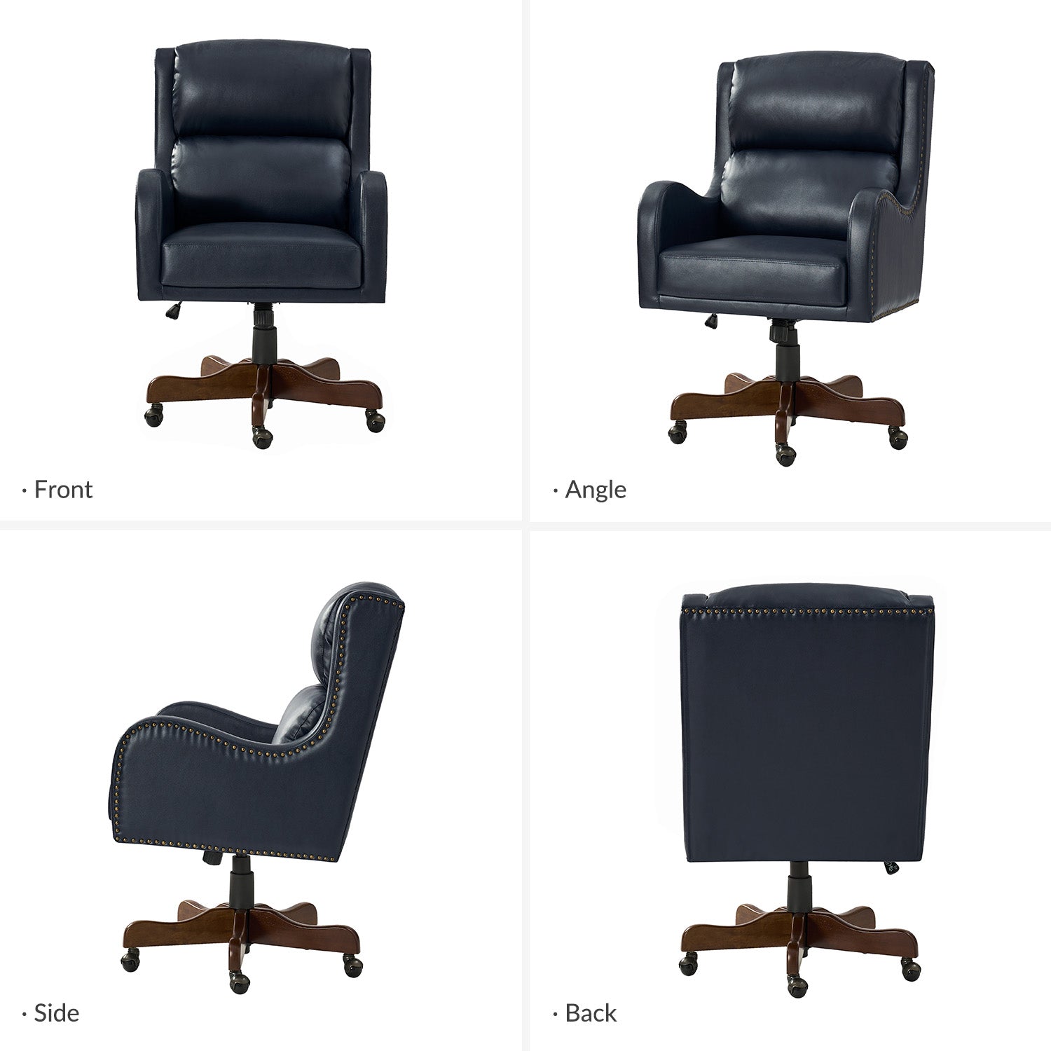 Viv Leather Executive Task Chair in Navy