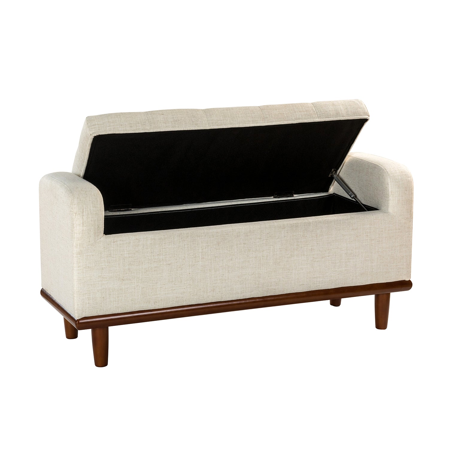 Jason Upholstered Flip Top Storage Bench in Ivory