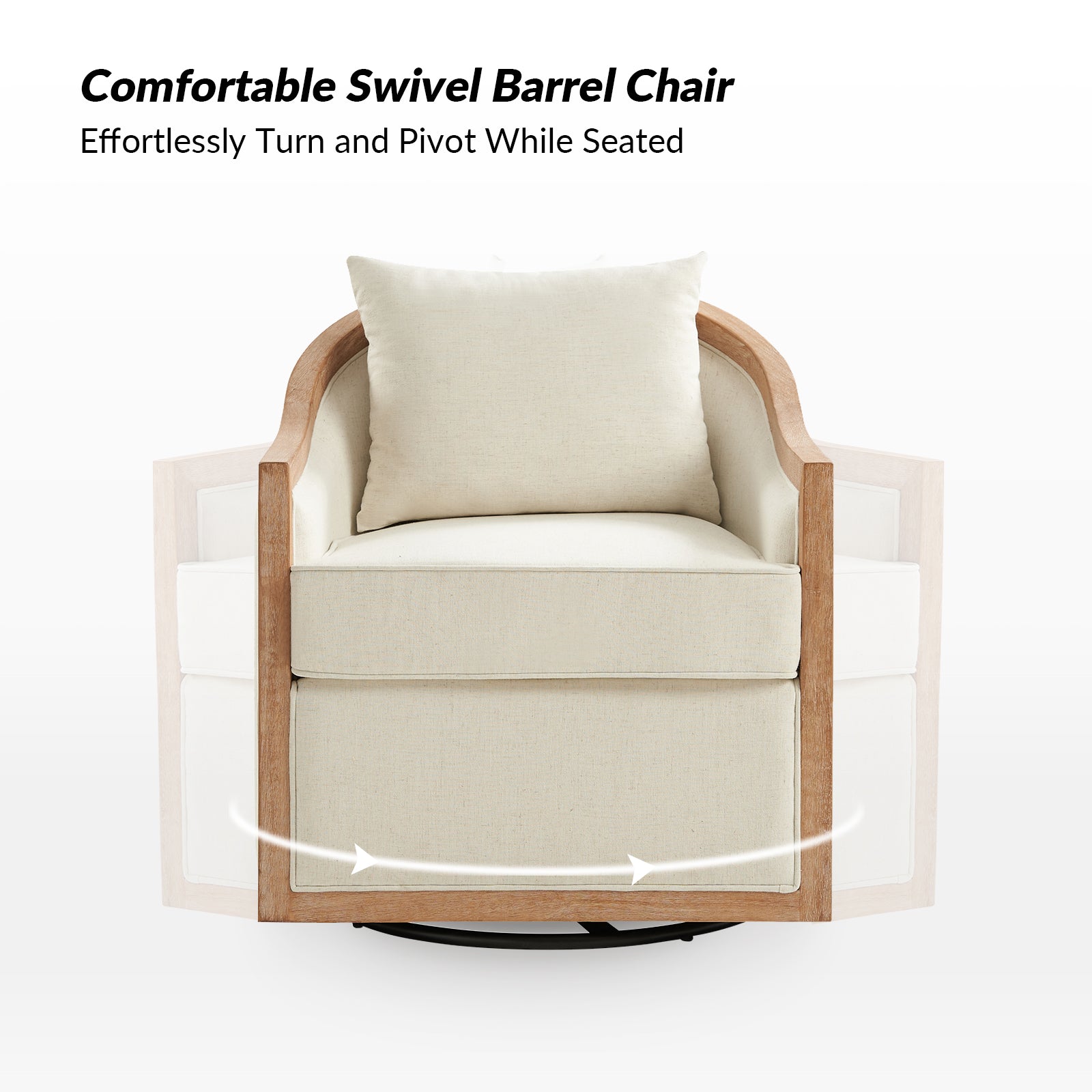 Paul Jess Farmhouse Solid Wood Swivel Chair in Ivory