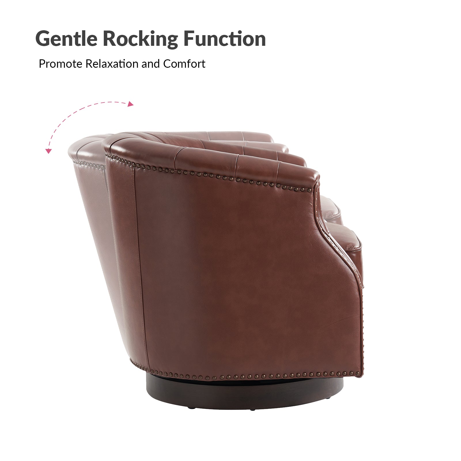 Veitin Chesterfield Rocker and Swivel Genuine Leather Chair in Brown