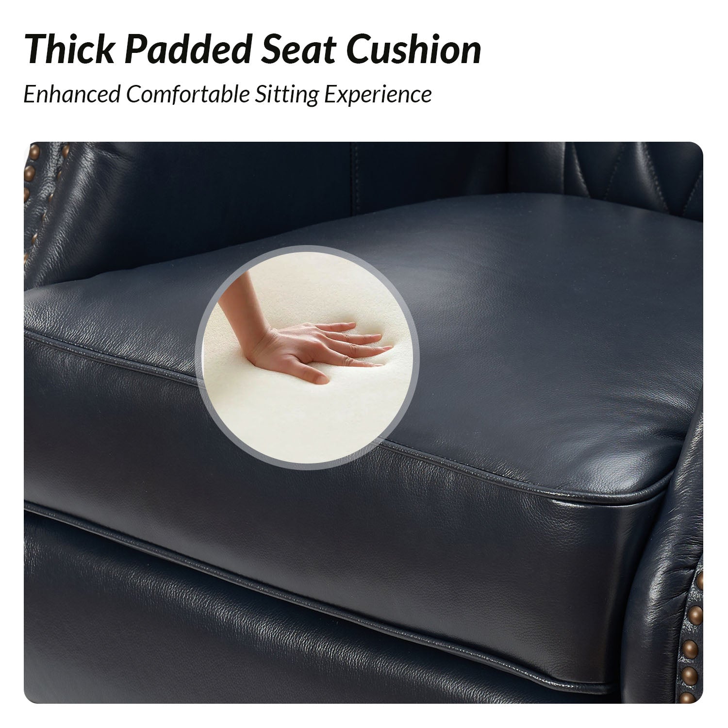 Xaver Genuine Leather Armchair in Navy