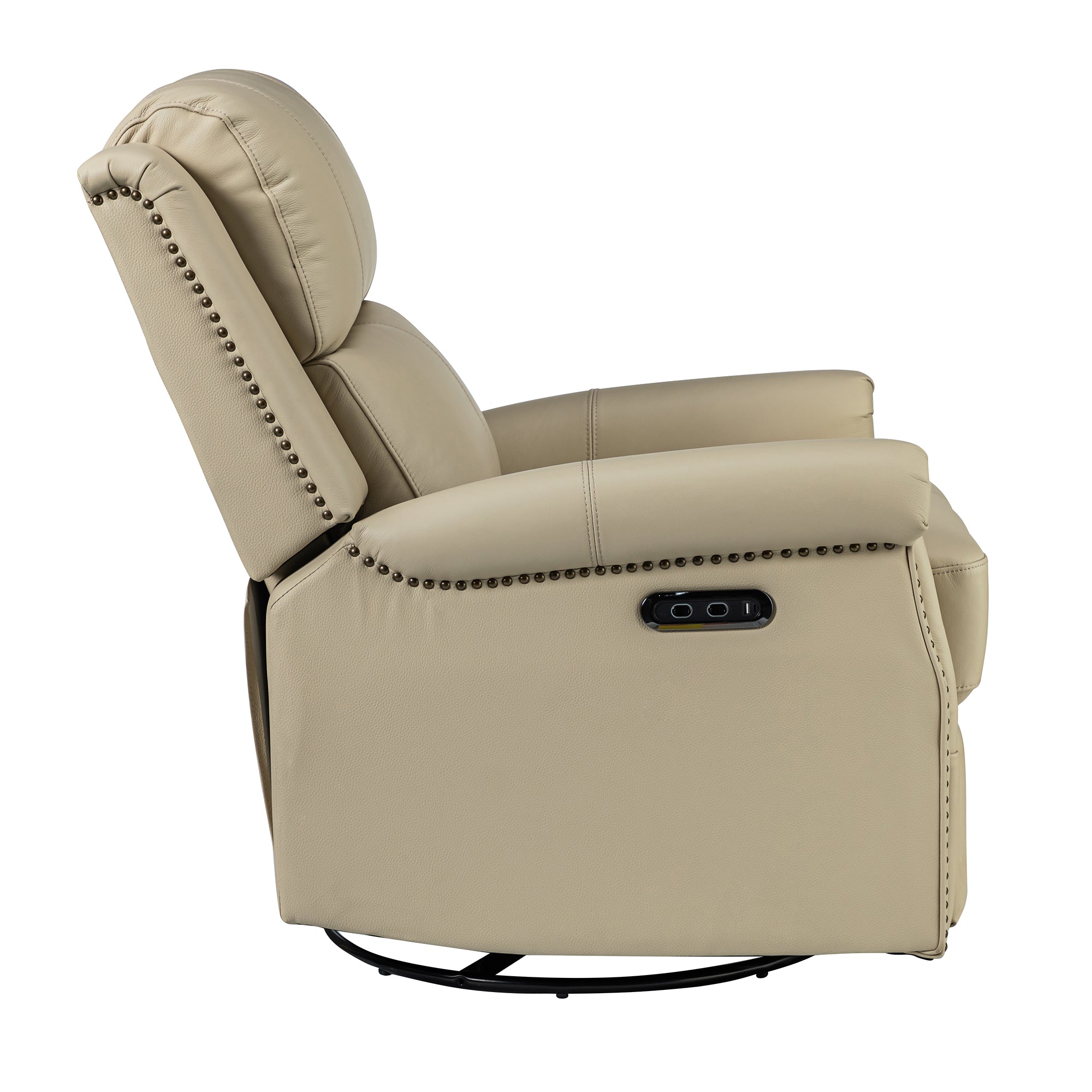 Kaietan Genuine Leather Power Rocking Recliner in Beige