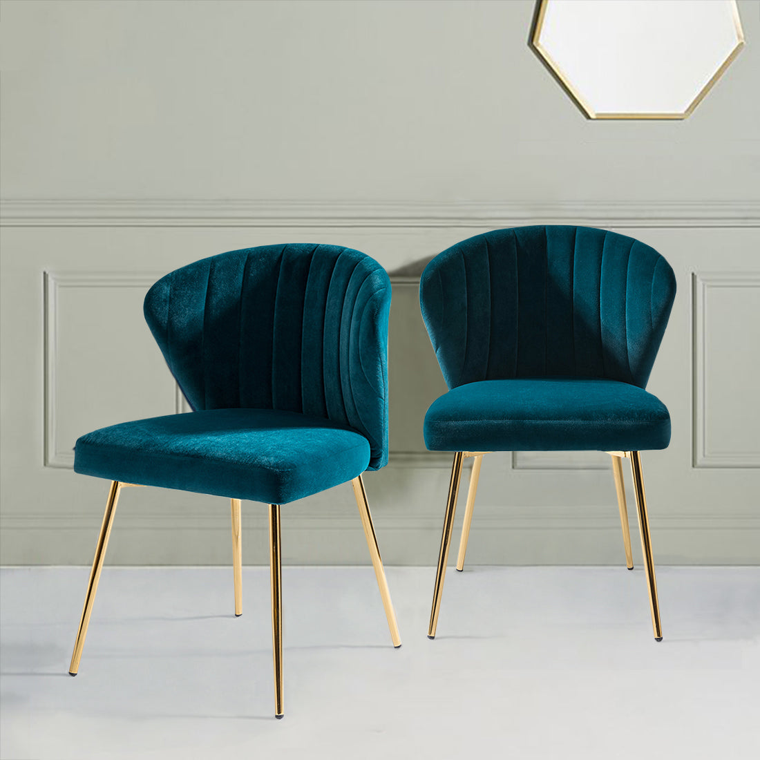 Milia Dining Chair Set of 2 in Teal