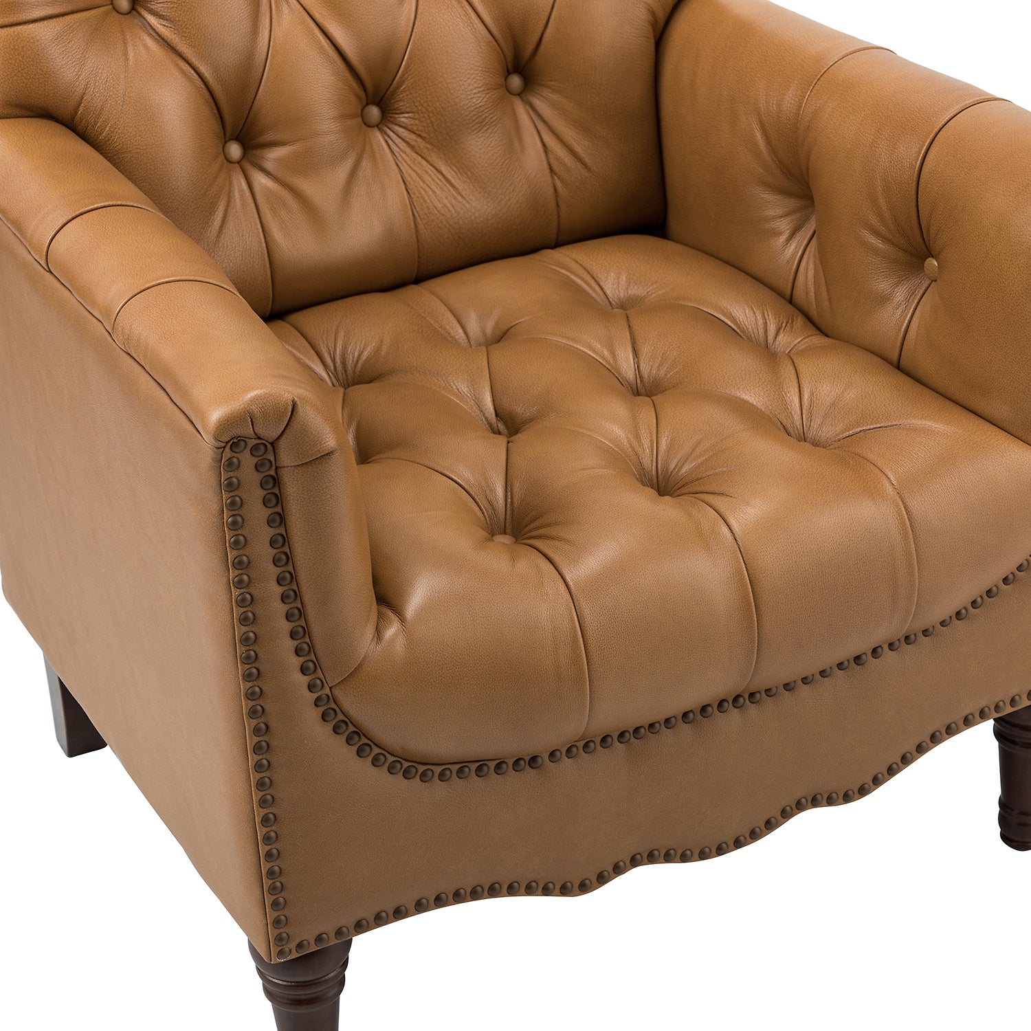 Elijah Genuine Leather Armchair in Camel