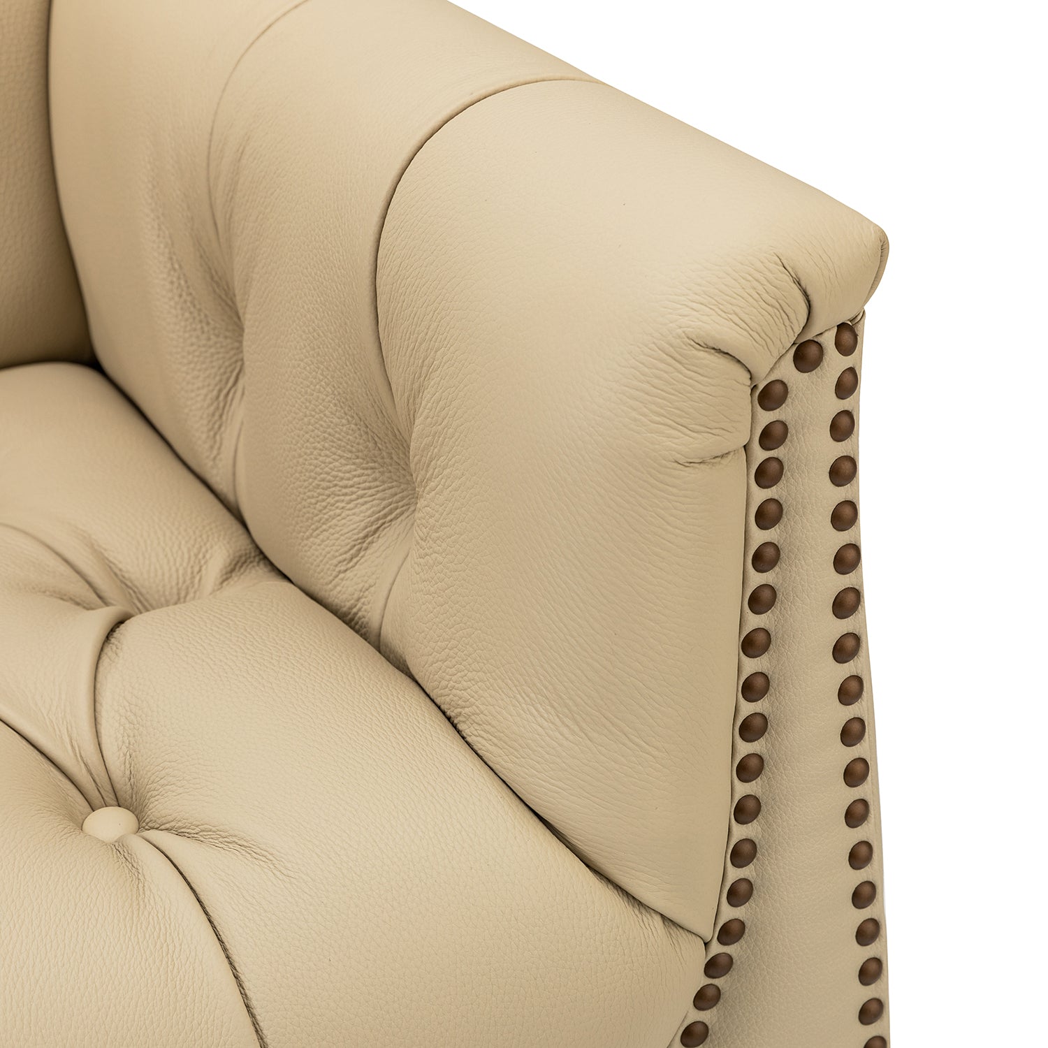 Elijah Genuine Leather Armchair in Beige
